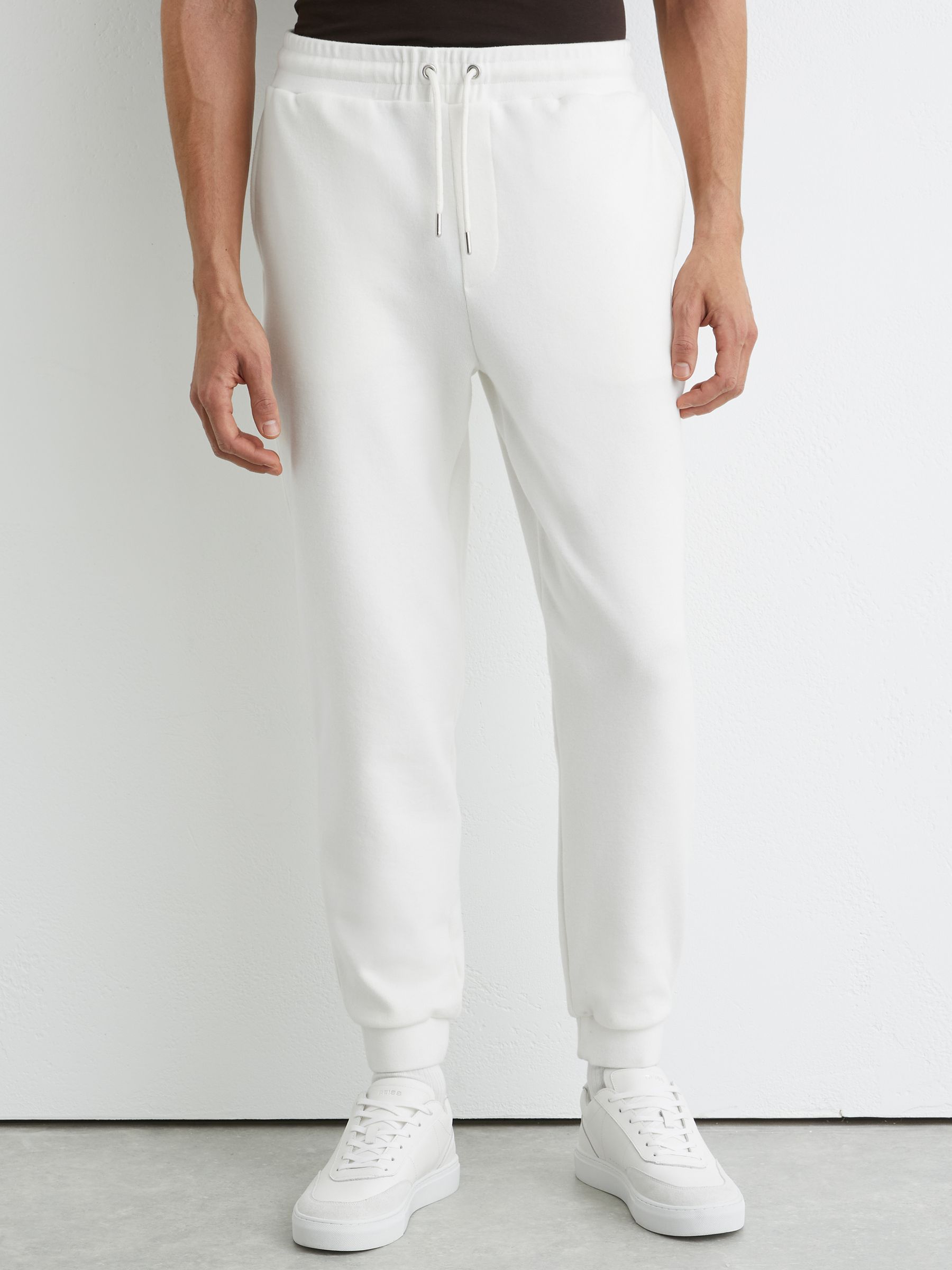 Cotton-Blend Brushed Ribbed Joggers in White - image 5