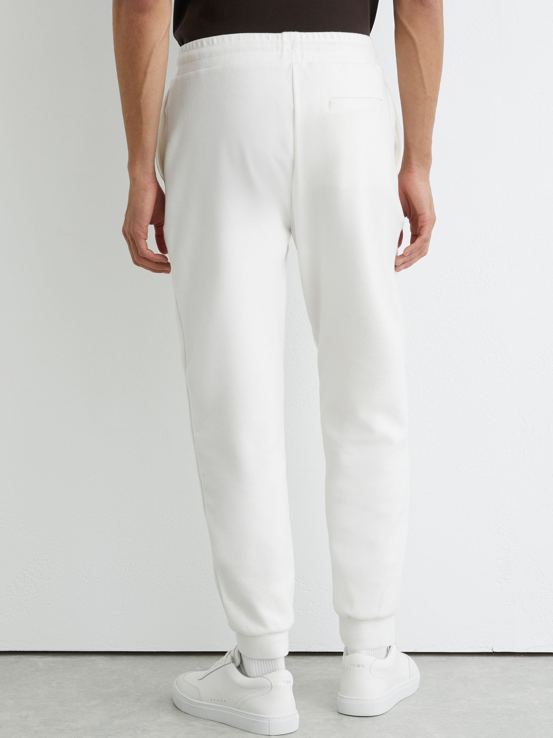Cotton-Blend Brushed Ribbed Joggers in White - image 4