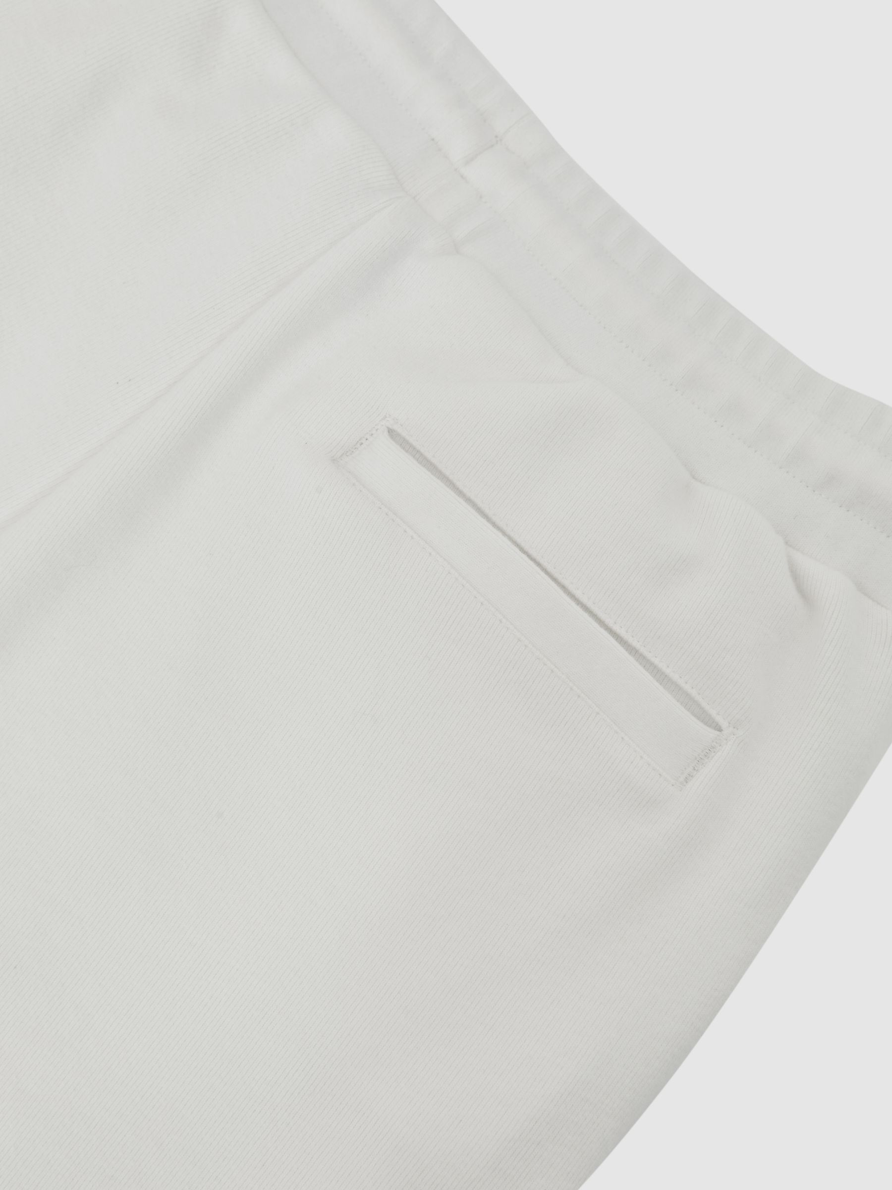 Cotton-Blend Brushed Ribbed Joggers in White - image 3