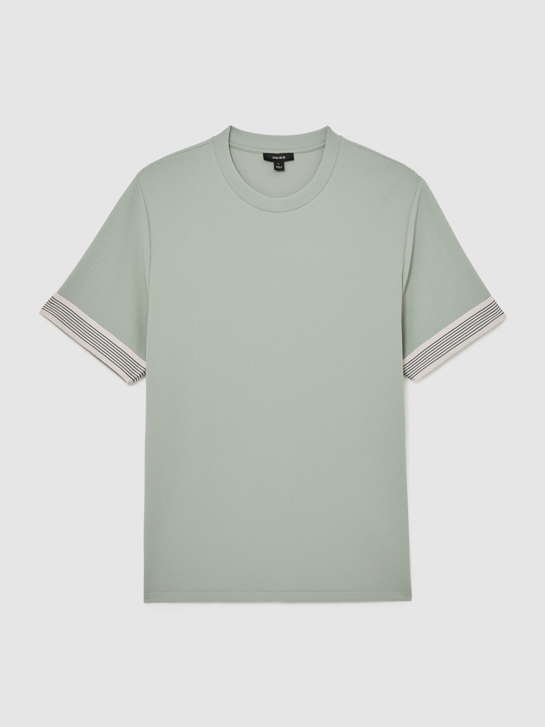 Textured Tape-Cuff T-Shirt in Mint Green - Image 2 of 7