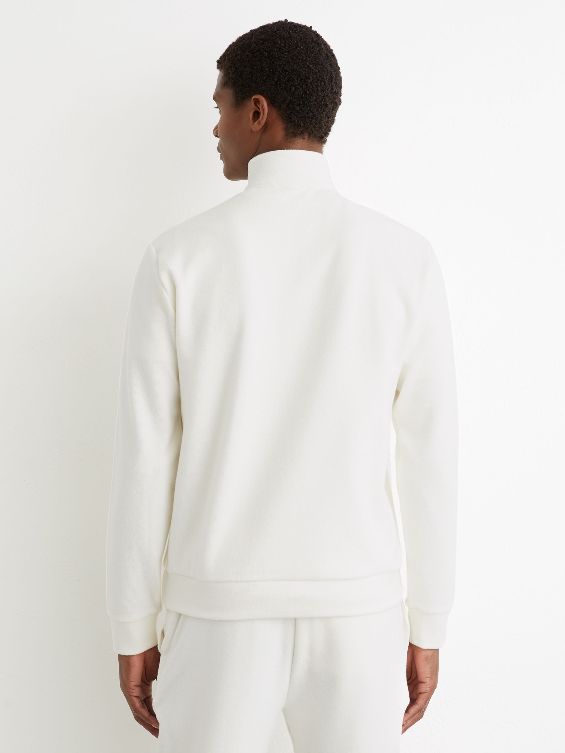 Cotton-Blend Ribbed Half-Zip Jumper in White - image 4
