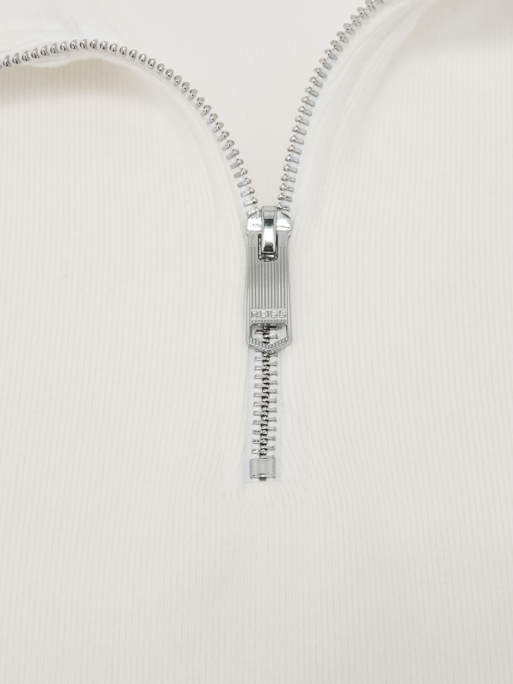 Cotton-Blend Ribbed Half-Zip Jumper in White - image 3