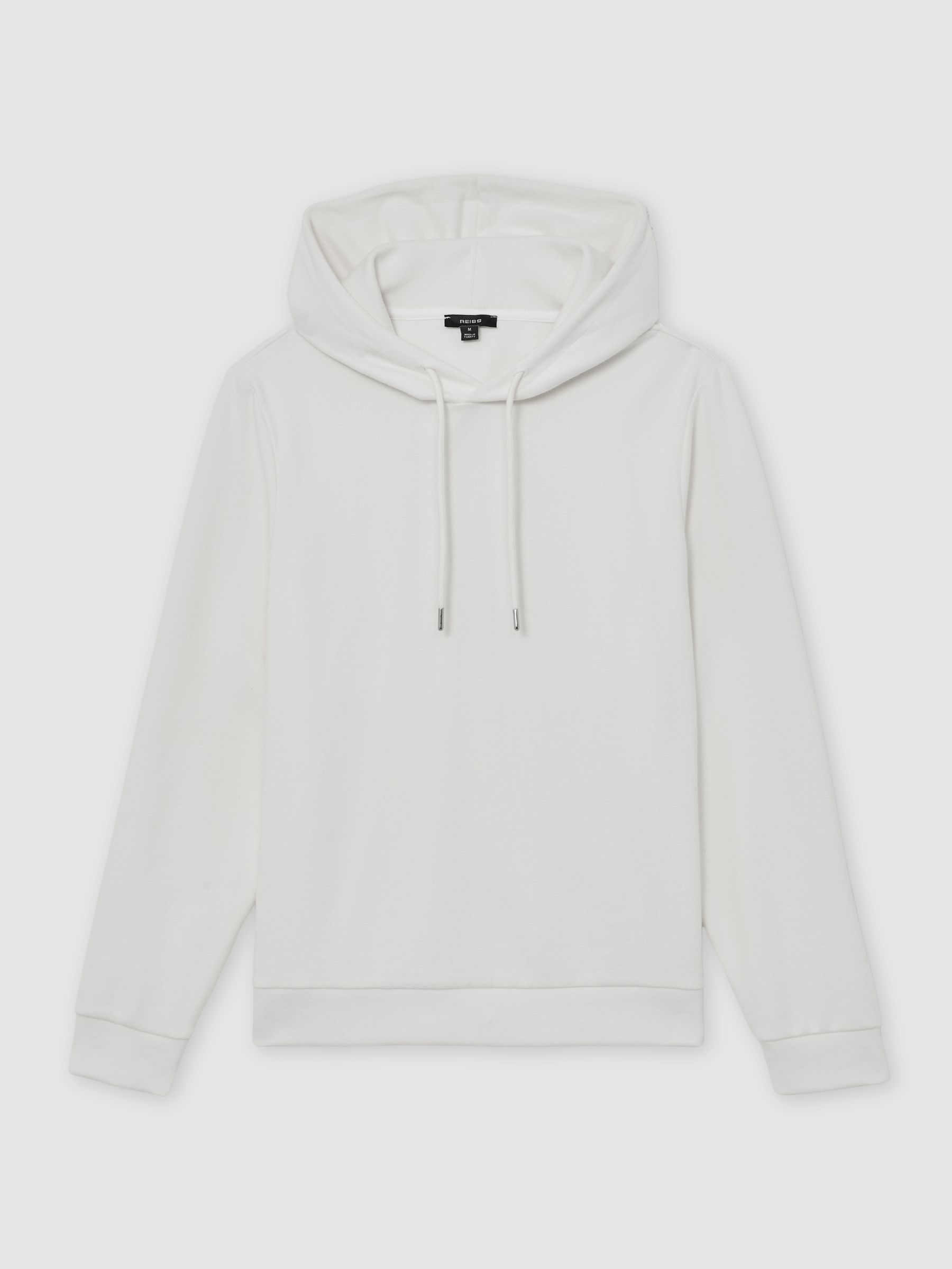 Cotton-Blend Brushed Ribbed Hoodie in White - image 1