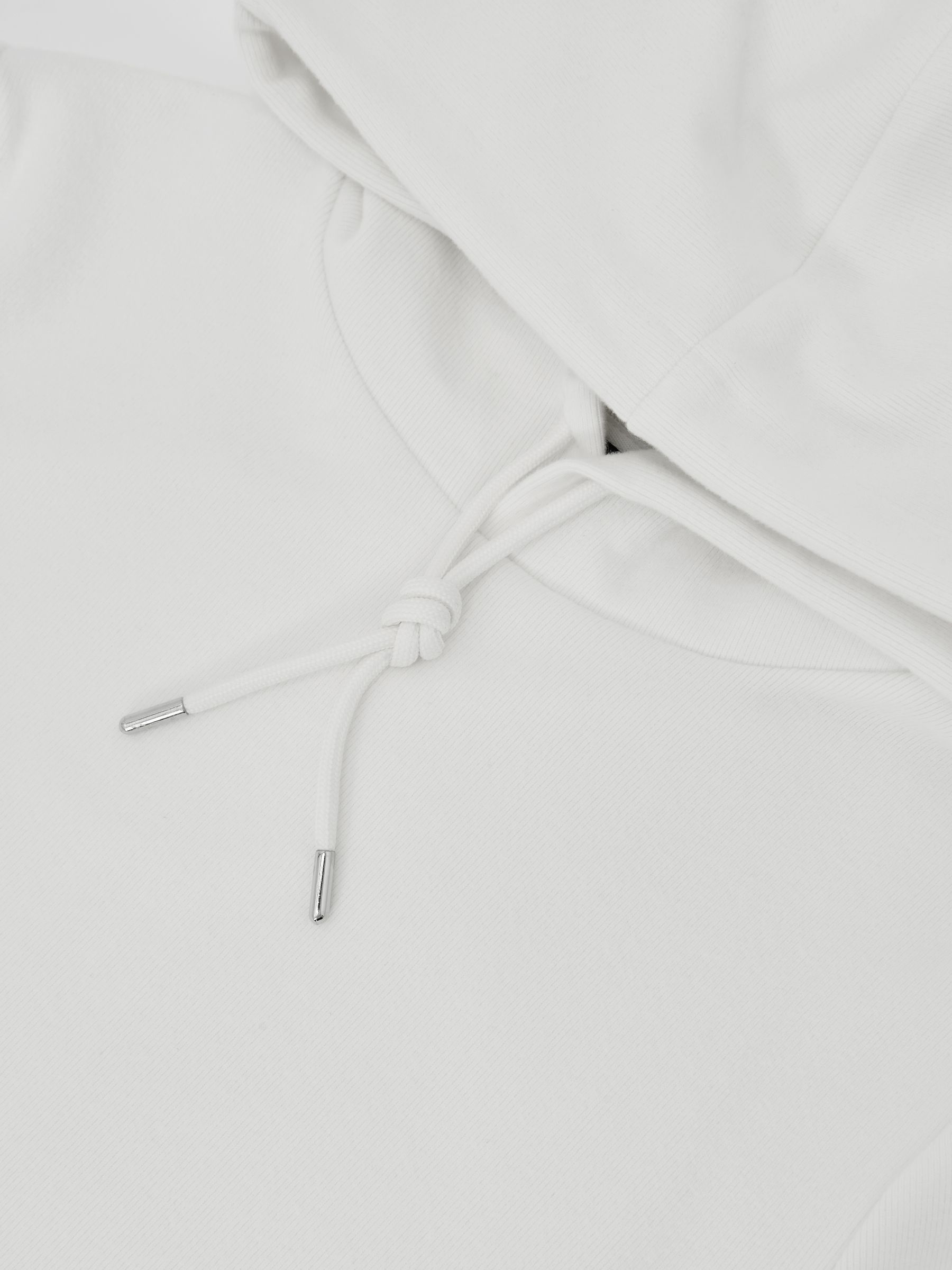 Cotton-Blend Brushed Ribbed Hoodie in White - image 3