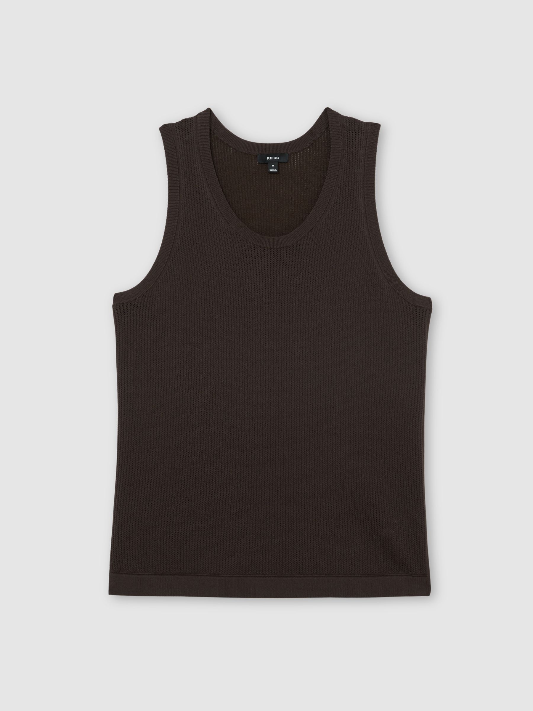 Textured-Knit Round-Neck Vest in Chocolate Brown - image 1