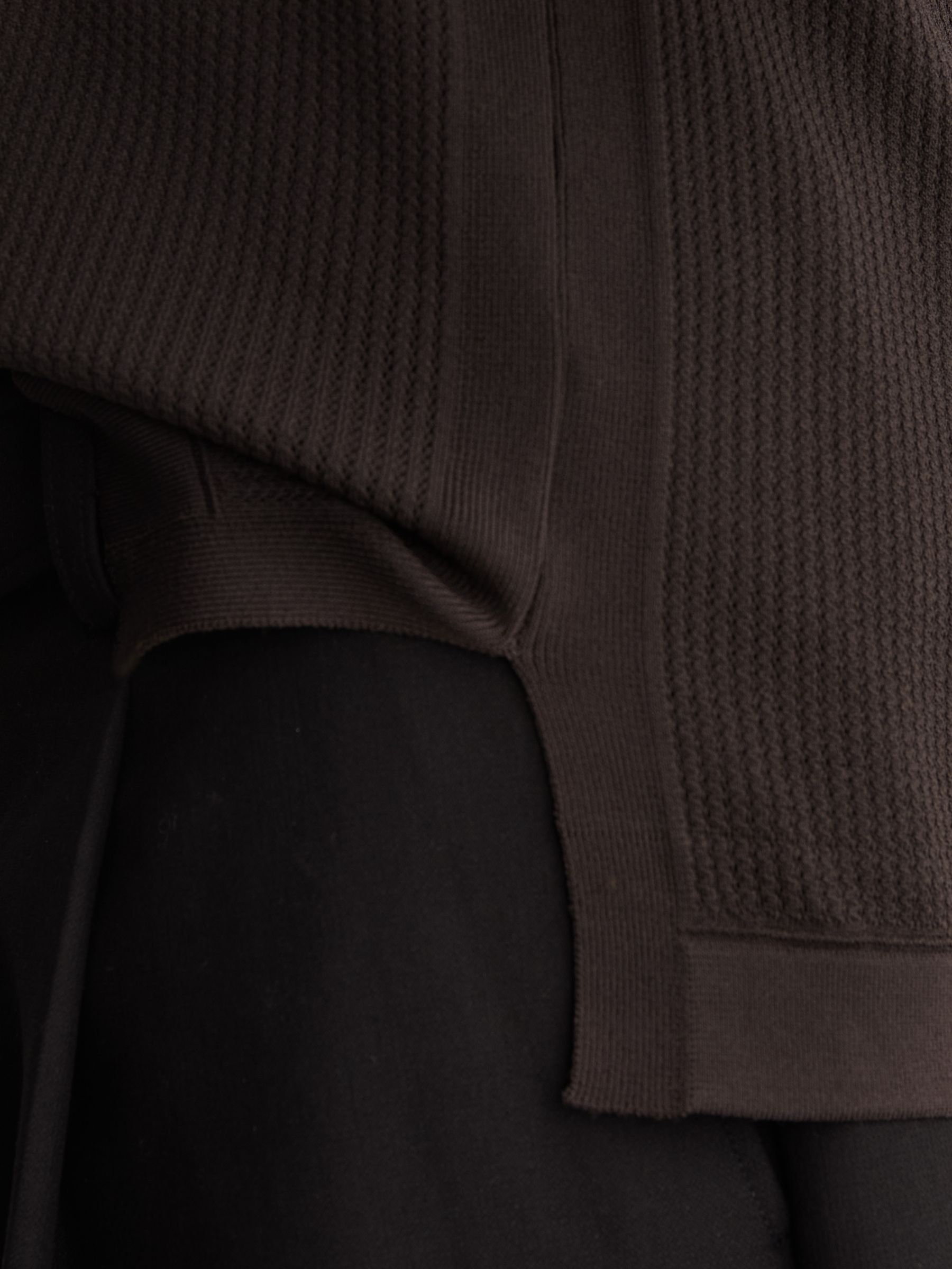 Textured-Knit Round-Neck Vest in Chocolate Brown - image 4