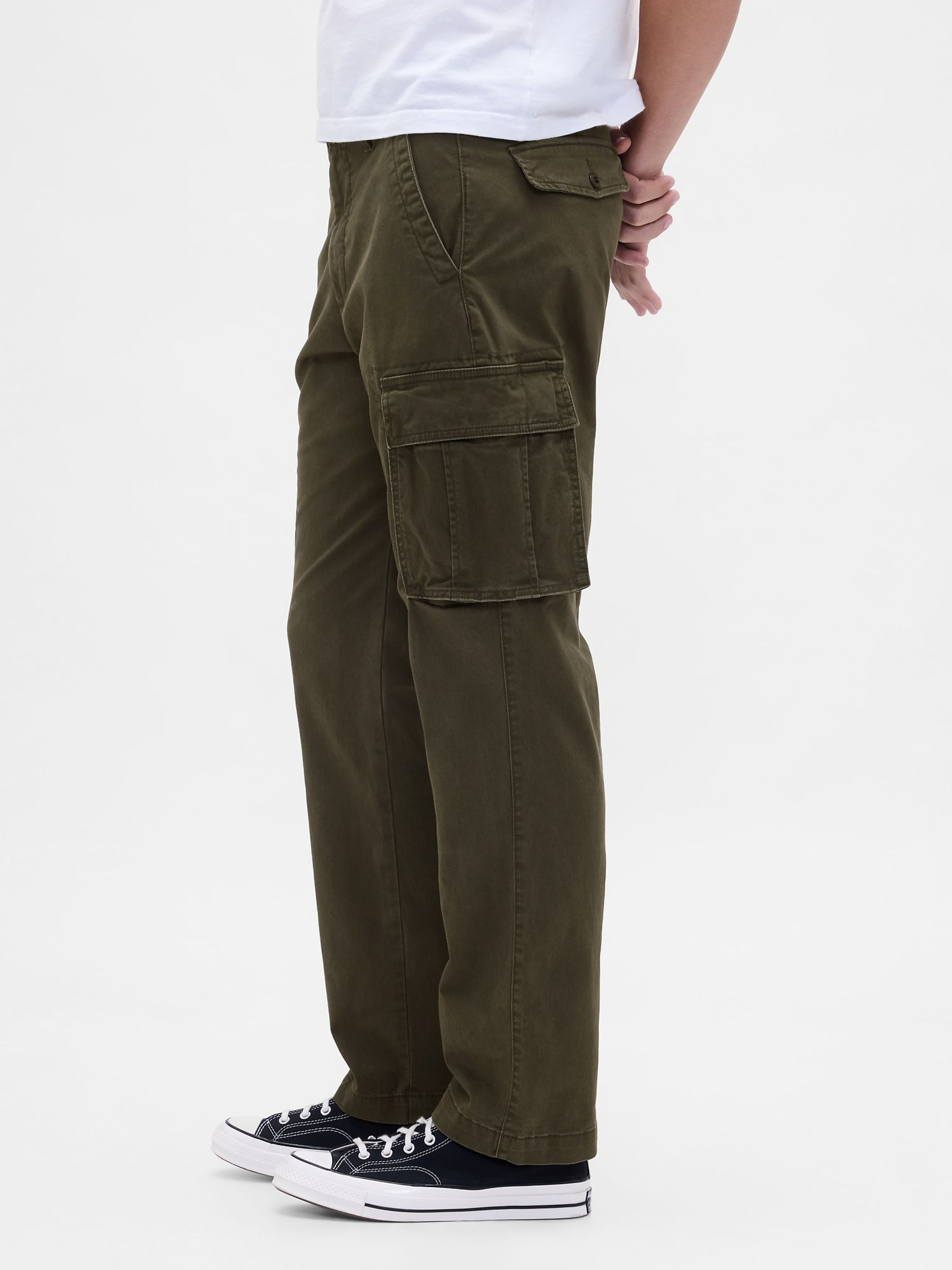 Green Essential Straight Cargo Trousers - Image 3 of 5