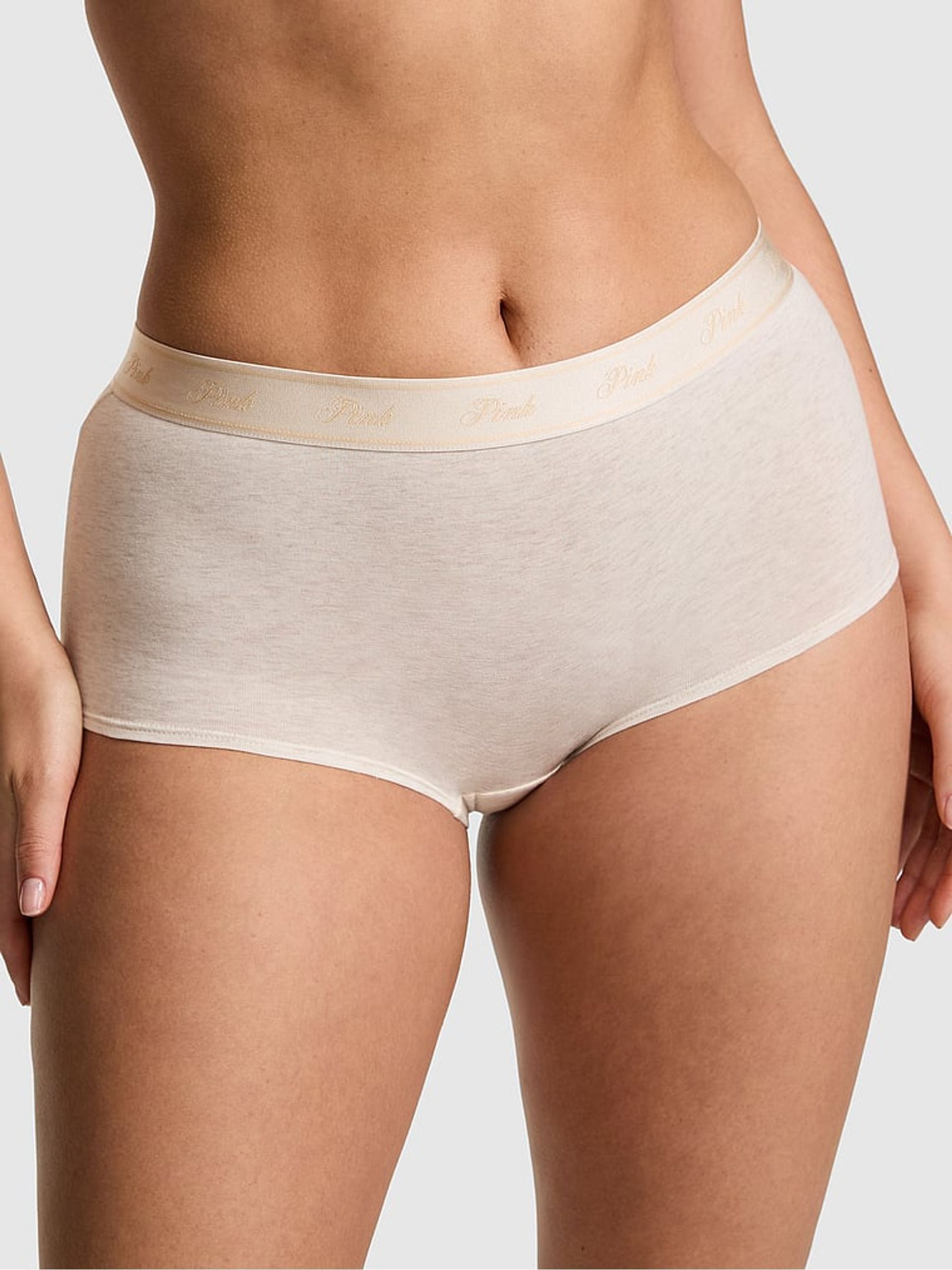 Natural Heather Nude Cherry Boyshort Cotton Logo Knickers - Image 2 of 2 Natural Heather Nude Cherry Boyshort Cotton Logo Knickers - Image 2 of 2