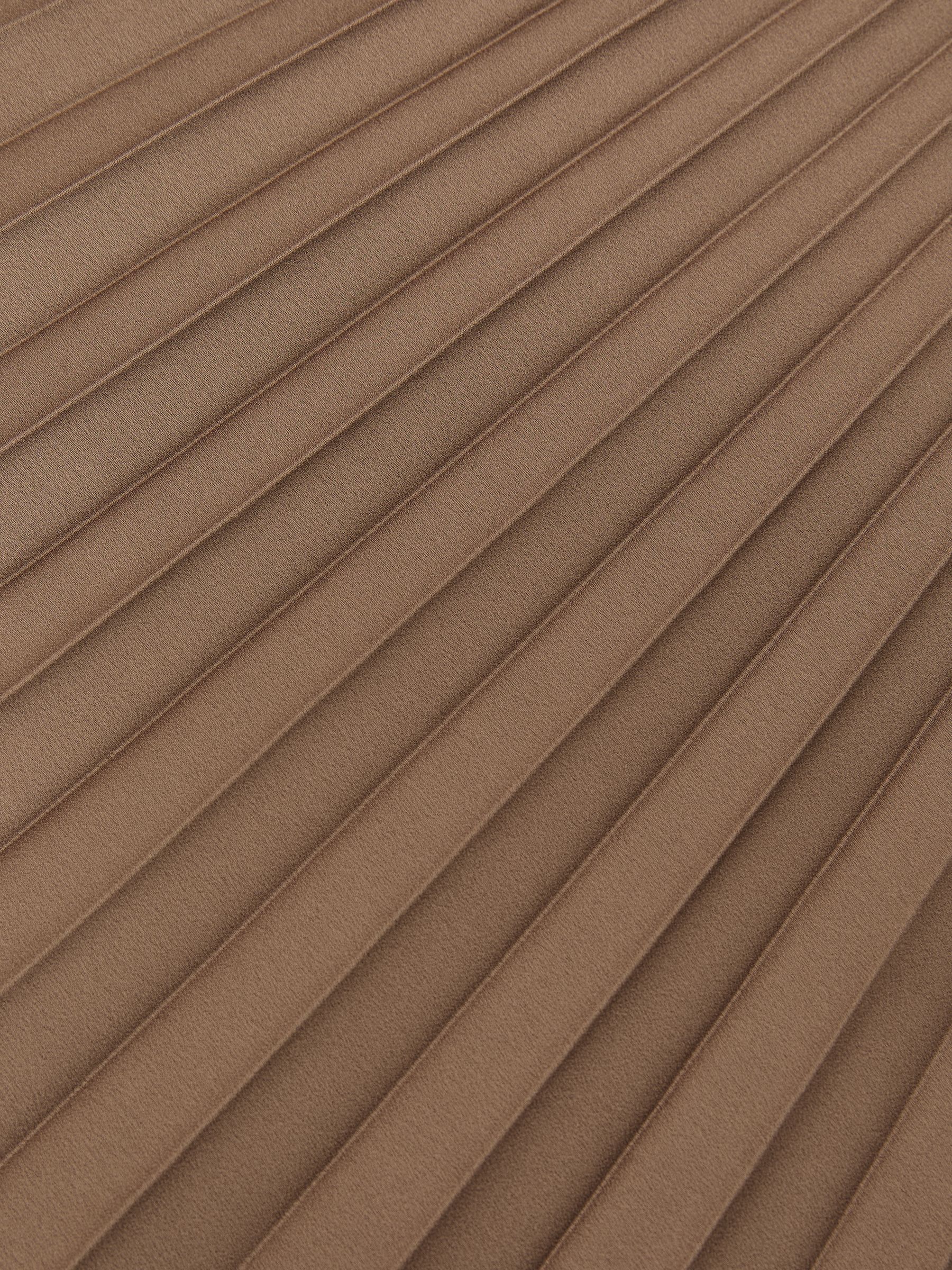 Pleated Midi Skirt in Mocha Brown - image 3
