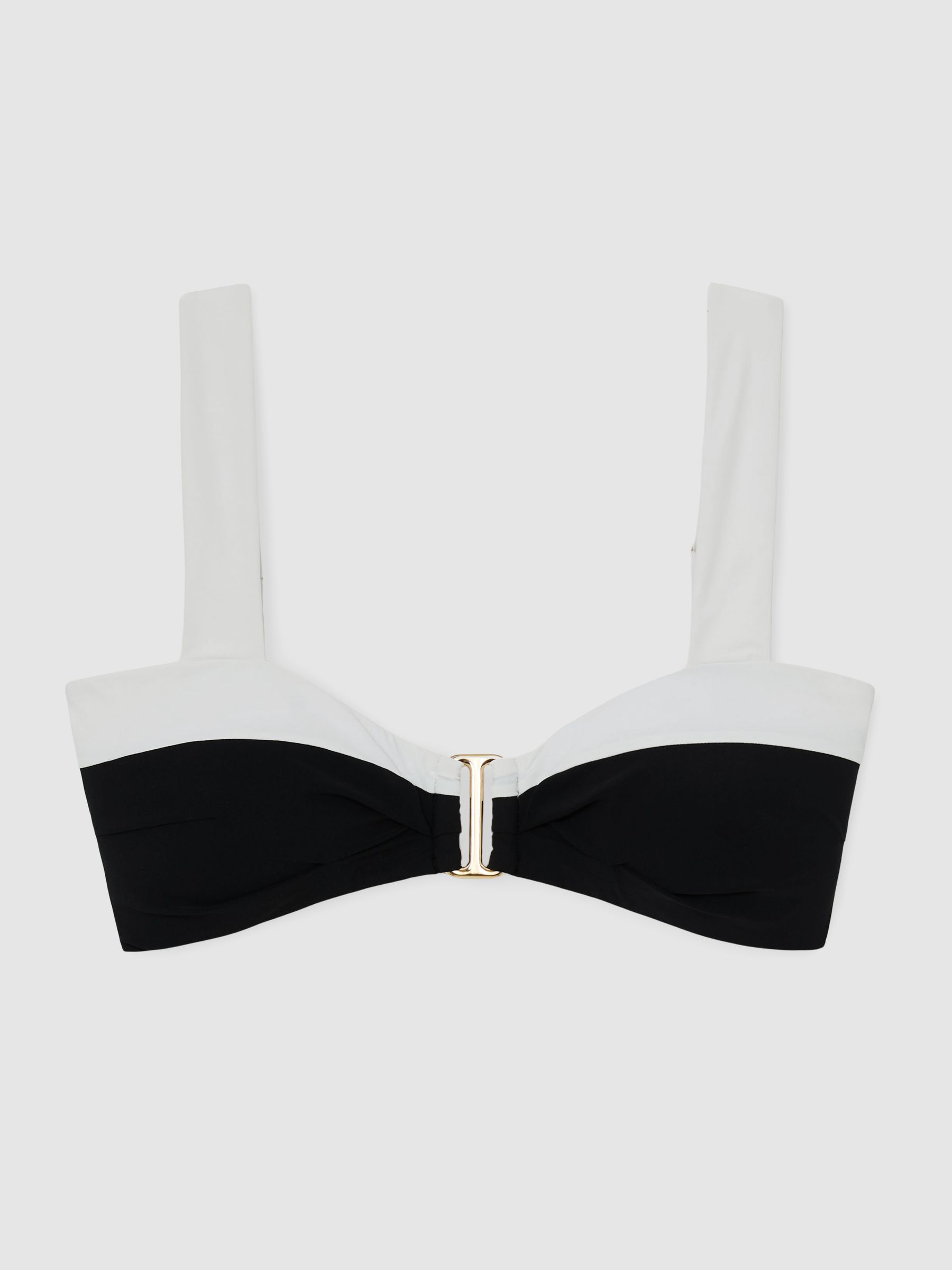 Colour-Block Bikini Top in Black/Ivory - image 1