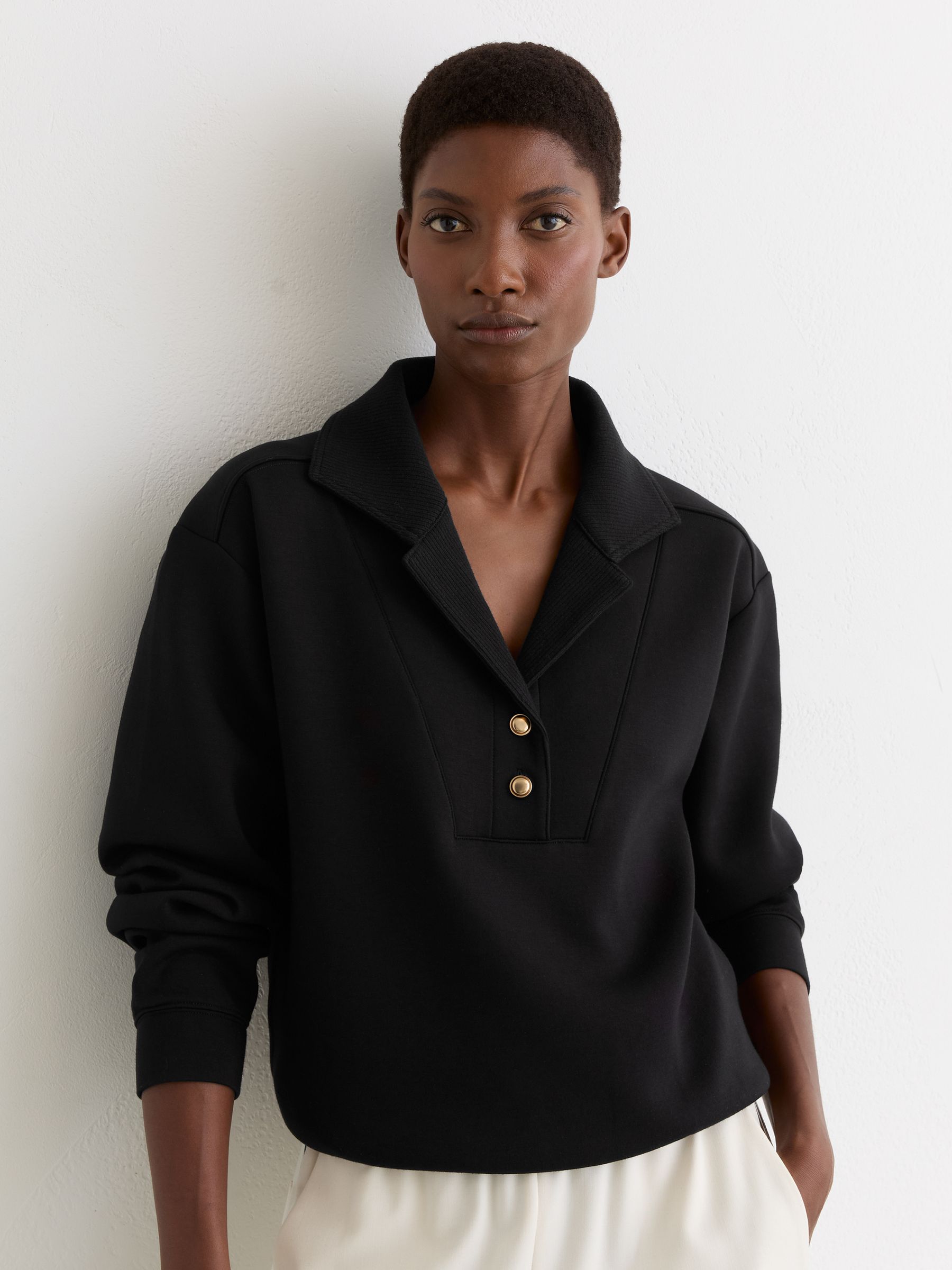 Premium Interlock Collar Sweatshirt in Black - image 2