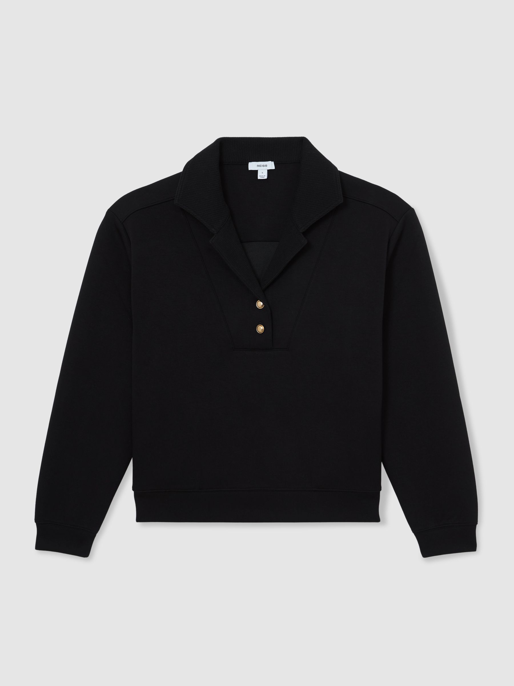 Premium Interlock Collar Sweatshirt in Black - Image 2 of 6