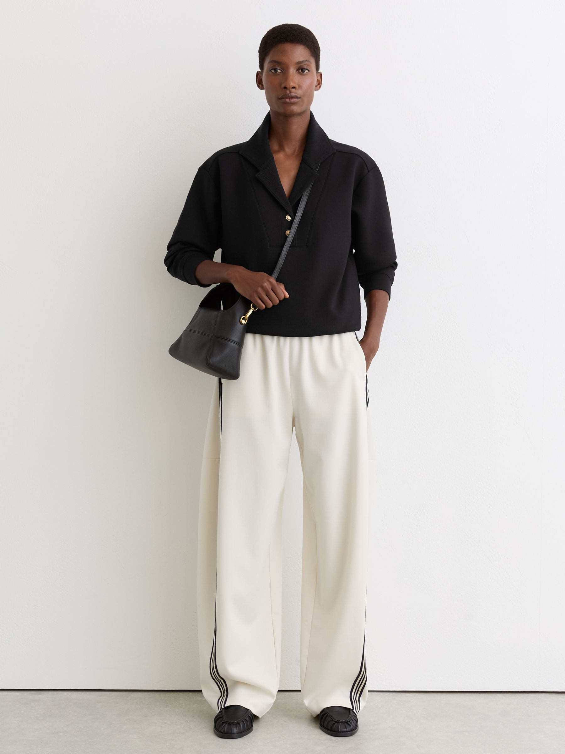 Premium Interlock Collar Sweatshirt in Black - Image 3 of 6