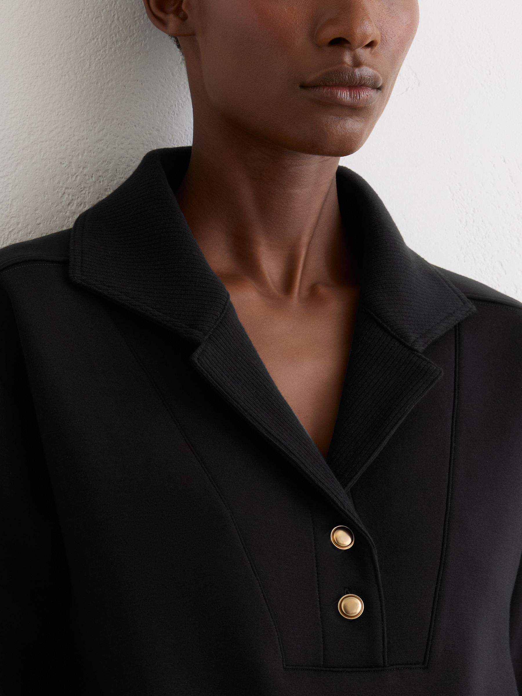 Premium Interlock Collar Sweatshirt in Black - image 4