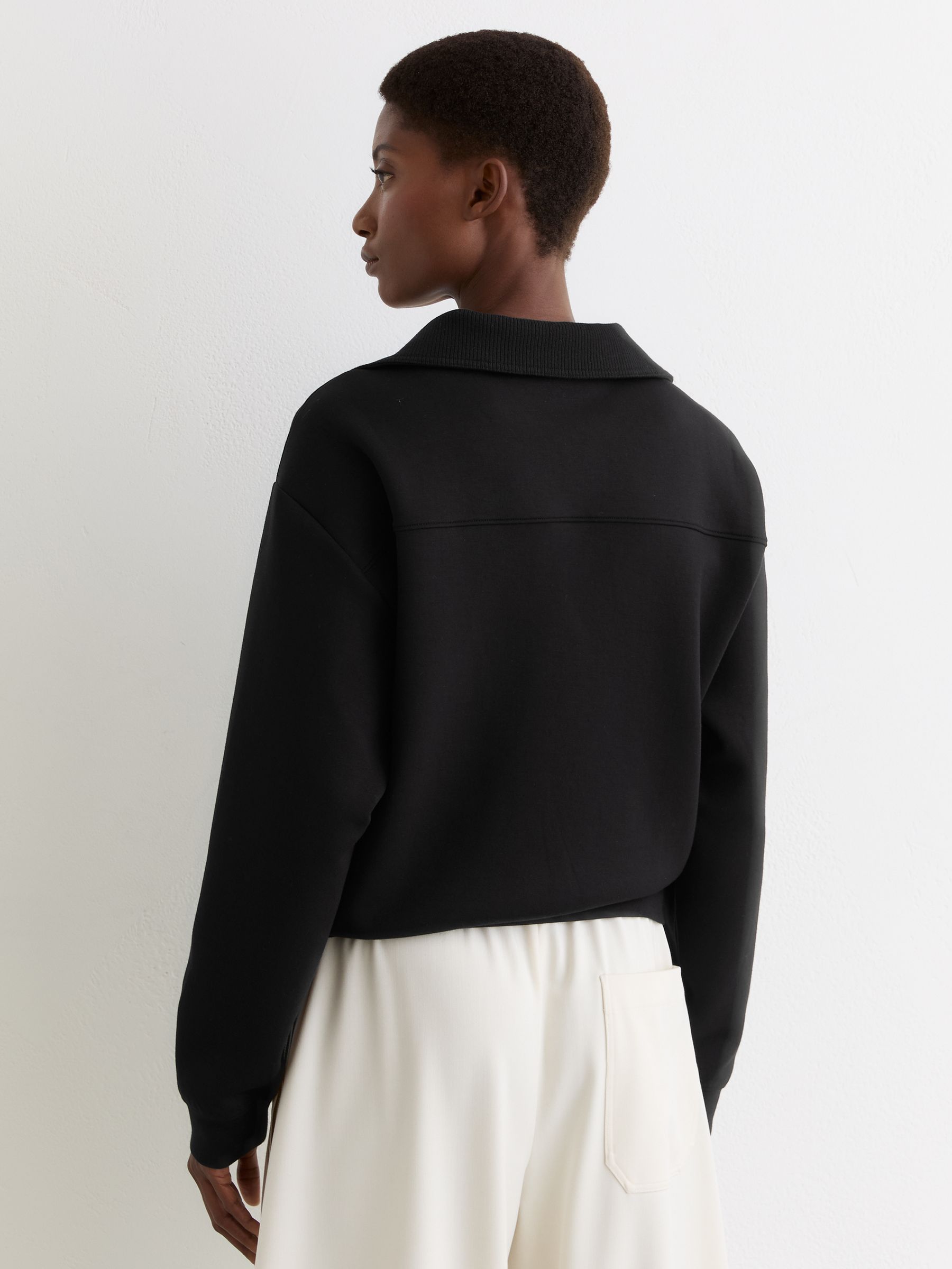 Premium Interlock Collar Sweatshirt in Black - Image 5 of 6