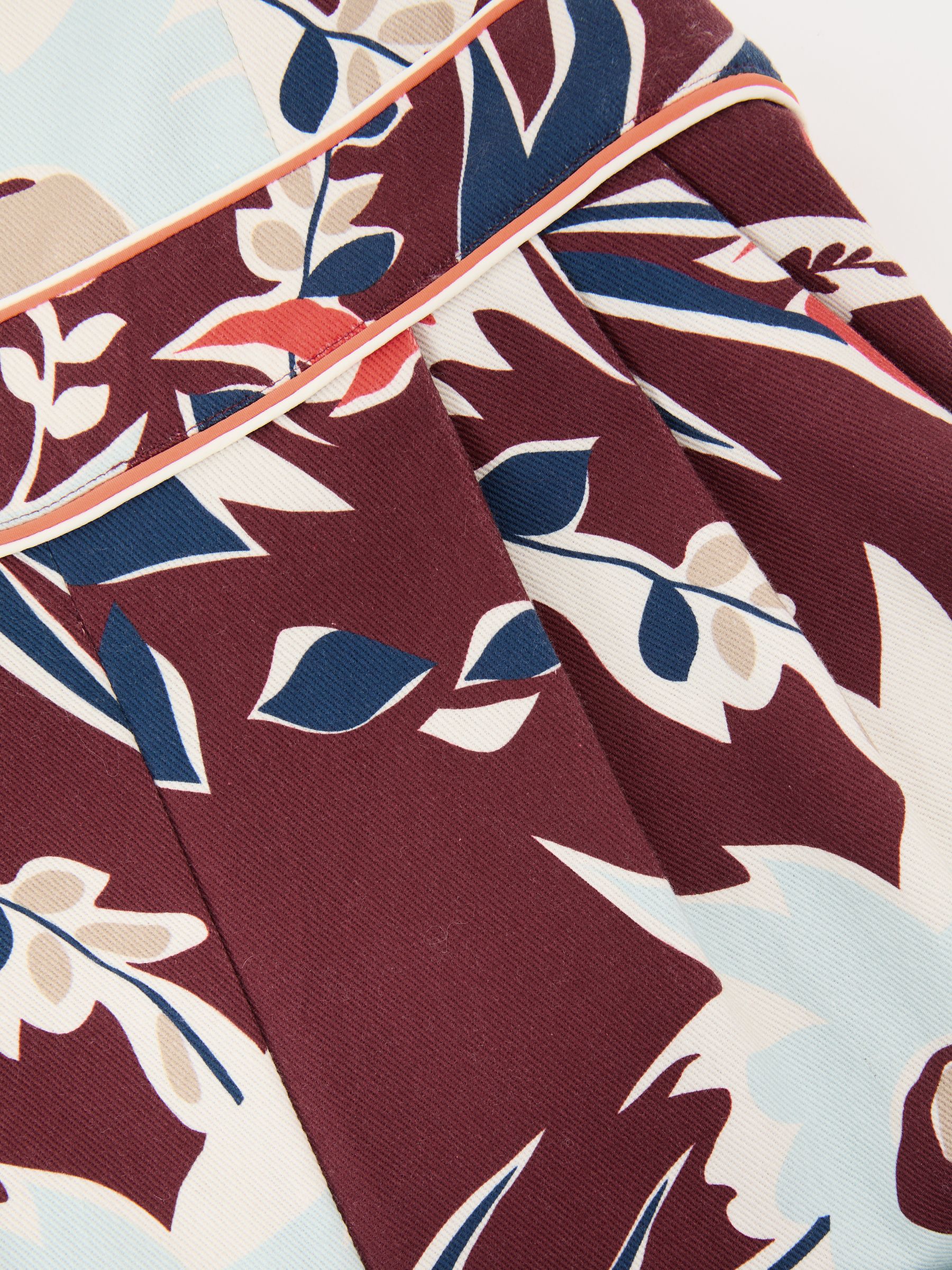 Cotton Wide-Leg Printed Jumpsuit in Burgundy - Image 6 of 6