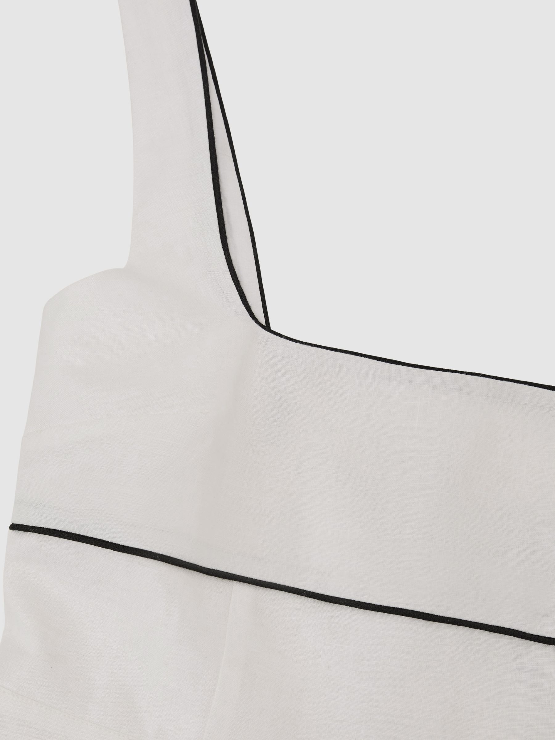 Linen Contrast-Trim Midi Dress in Ivory - Image 6 of 7