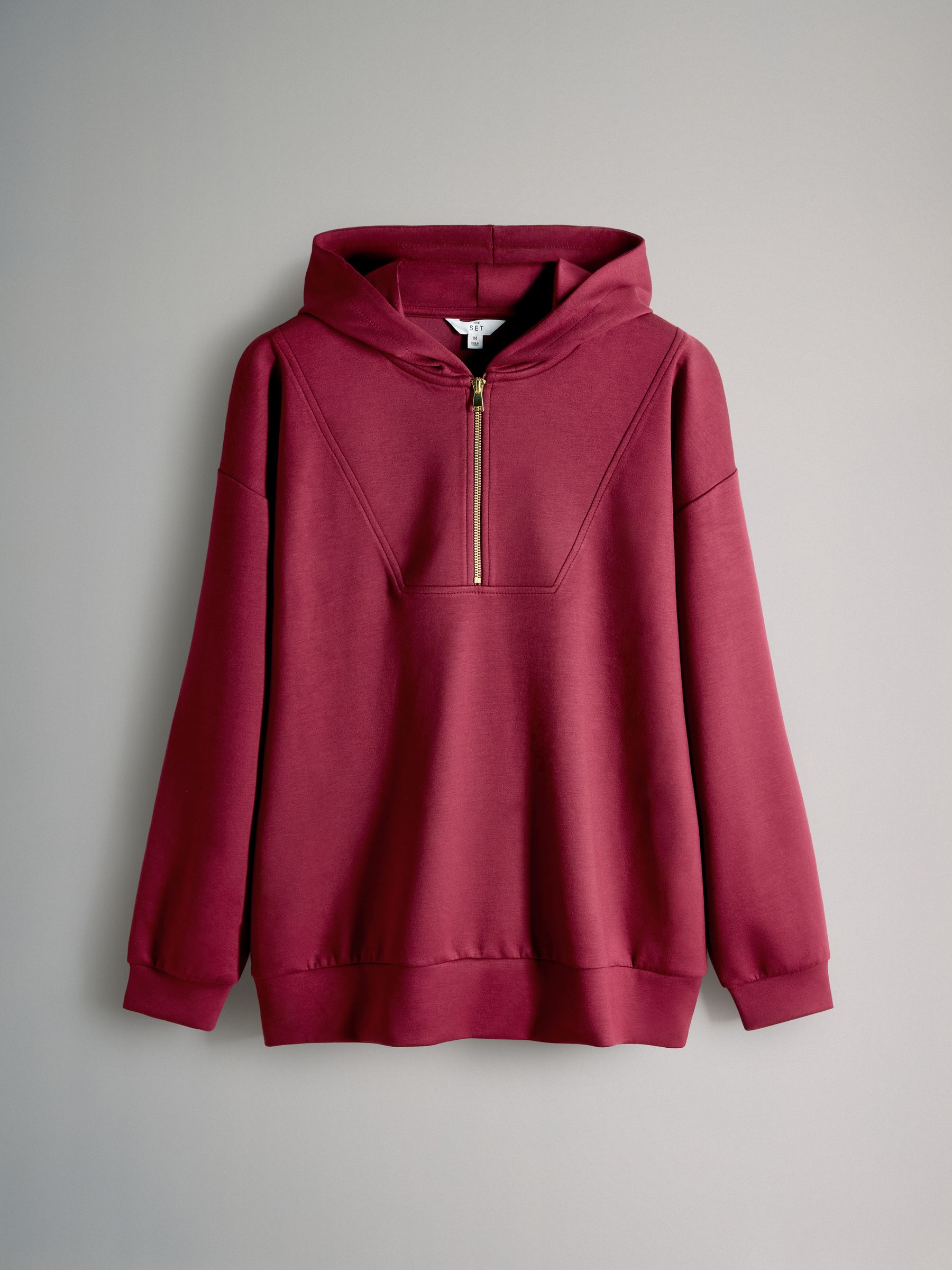 Oversized Modal Zip Through Sweatshirt & Joggers Set Burgundy Red - Image 3 of 5