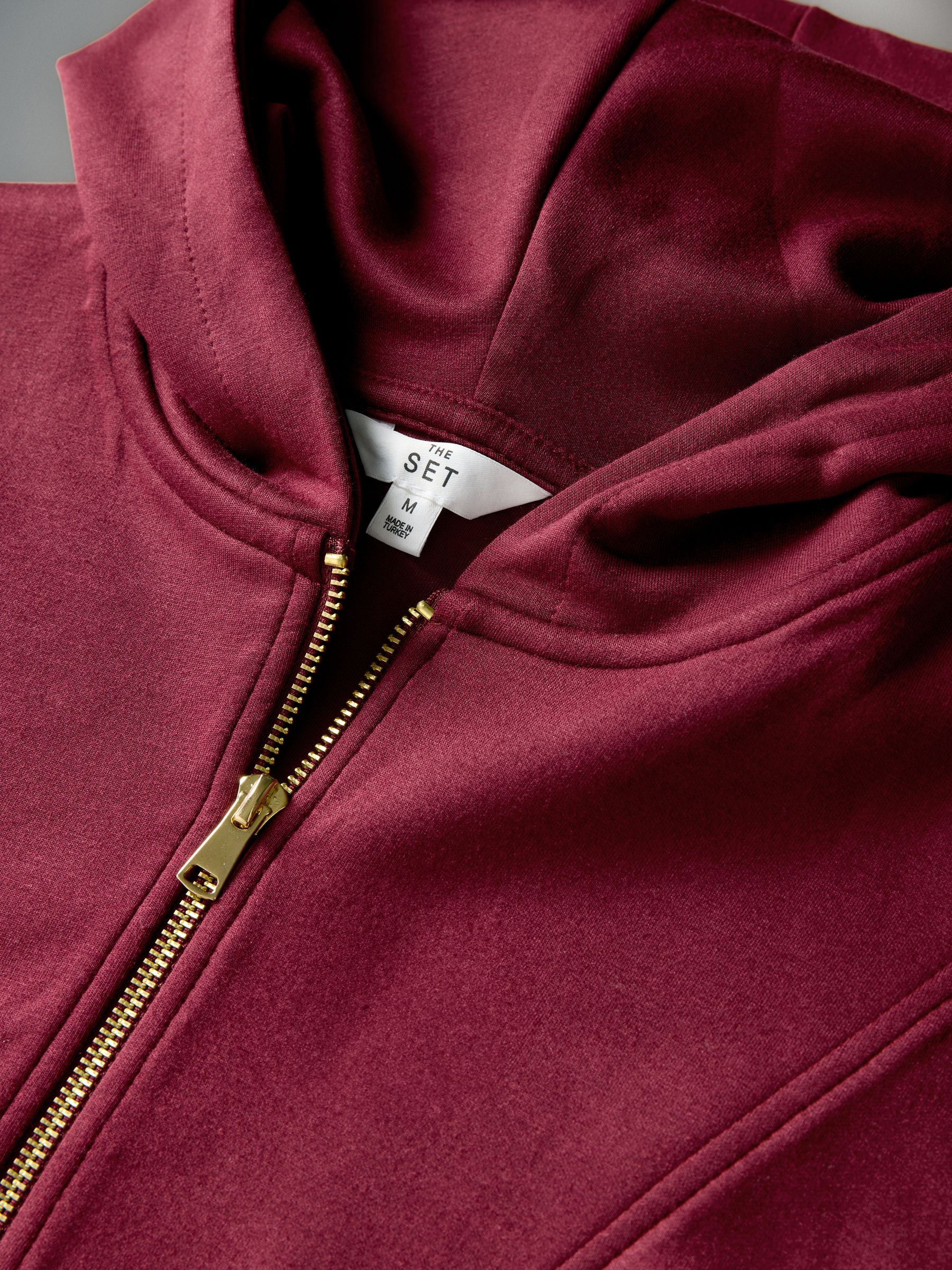 Oversized Modal Zip Through Sweatshirt & Joggers Set Burgundy Red - Image 5 of 5