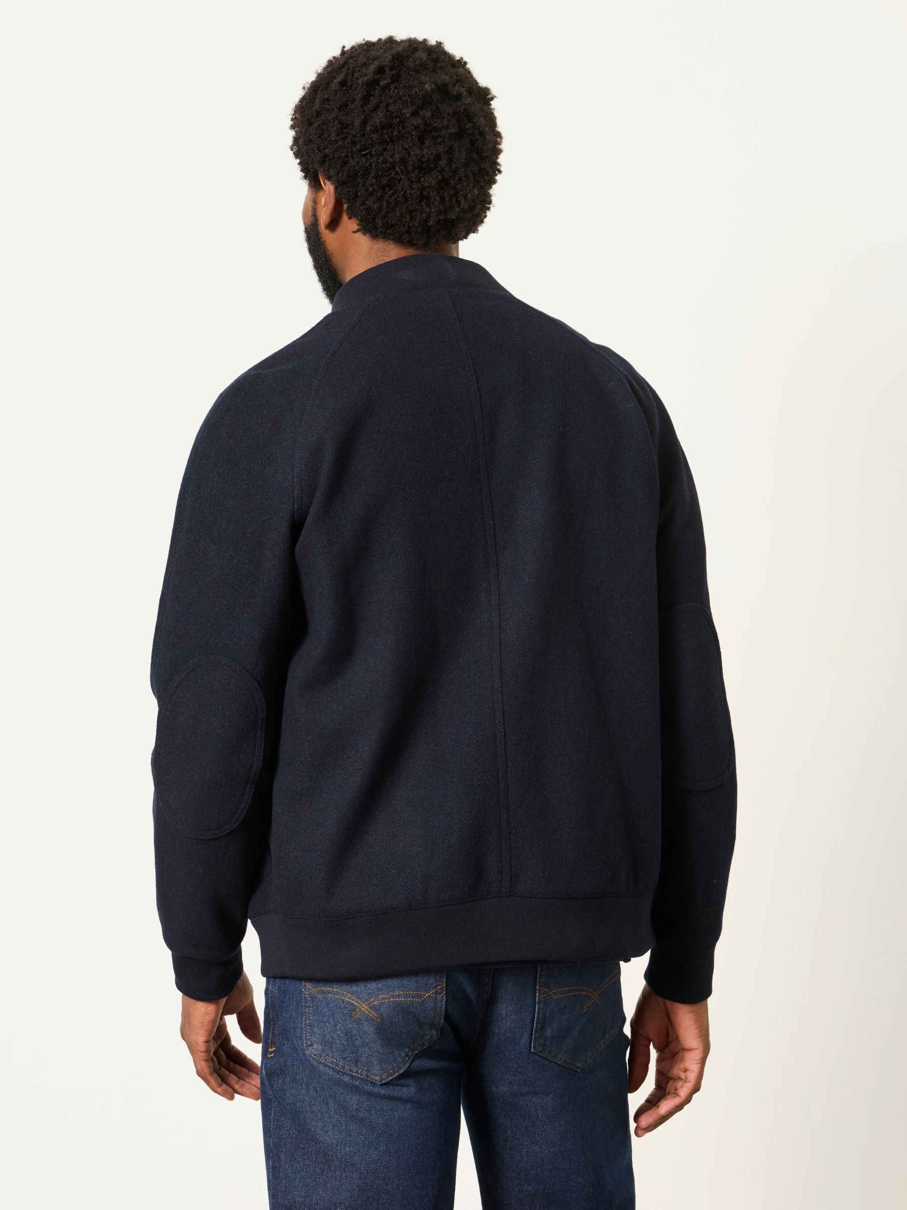 Navy Wool Mix Bomber Jacket - Image 2 of 6