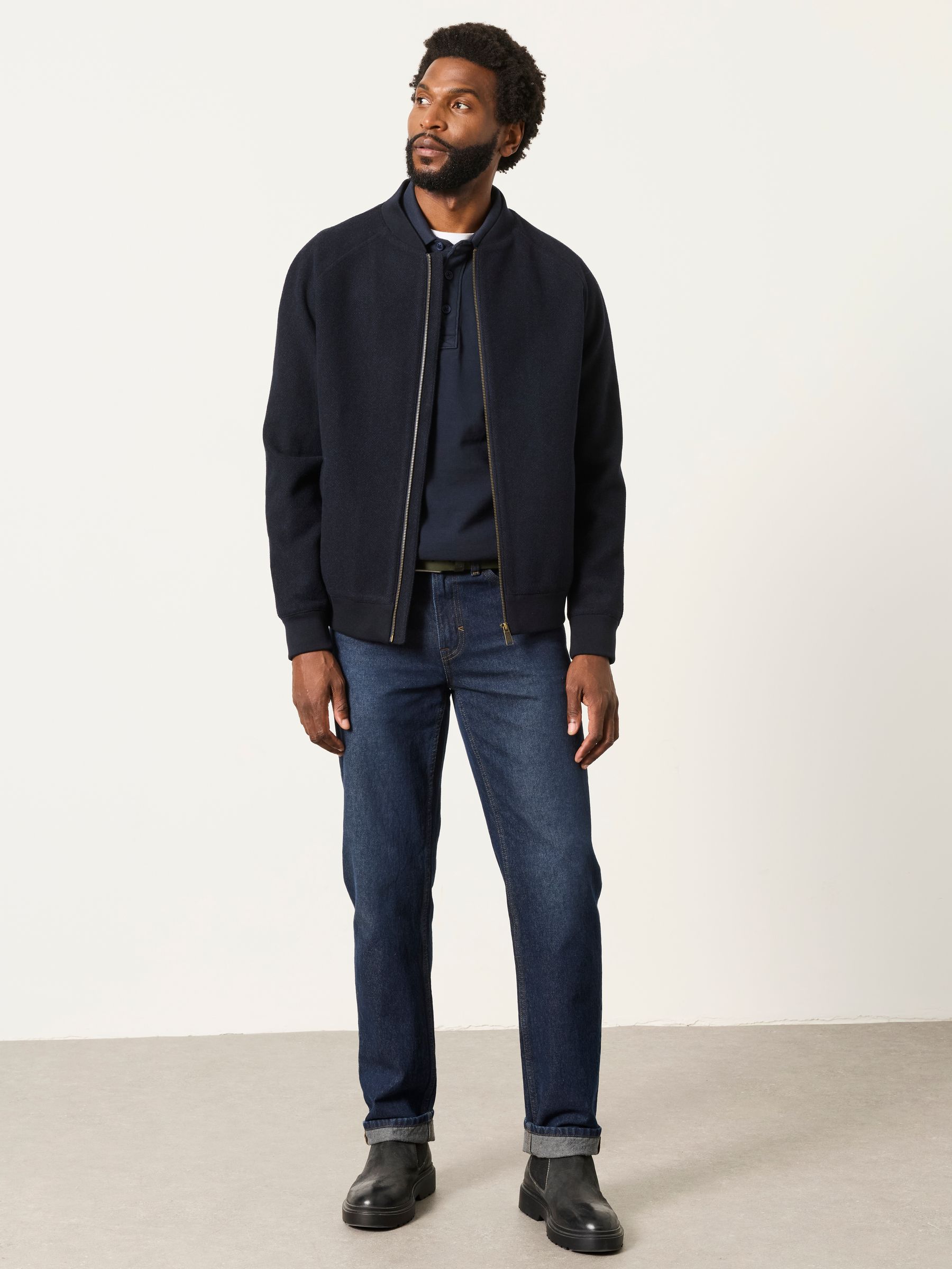 Navy Wool Mix Bomber Jacket - Image 4 of 6