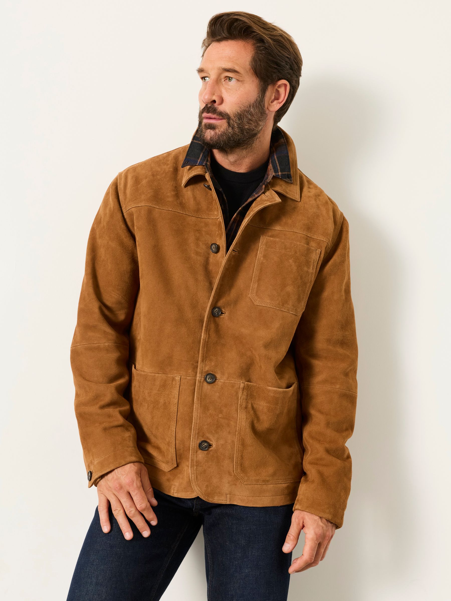 Suede Worker Jacket in Light Brown - Image 1 of 5
