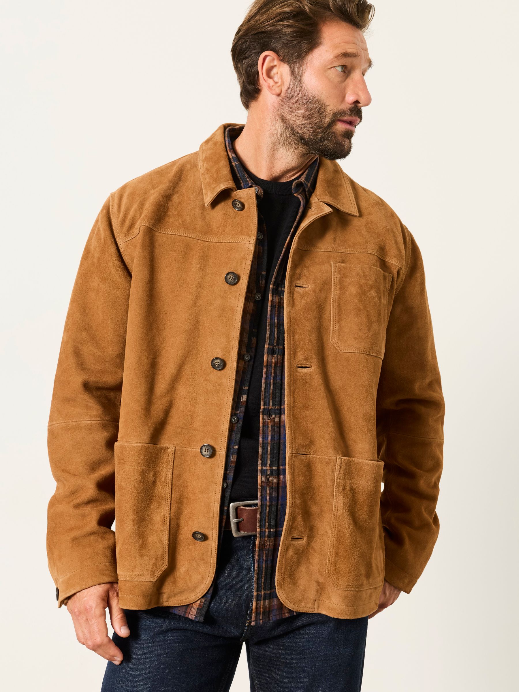 Suede Worker Jacket in Light Brown - Image 3 of 5