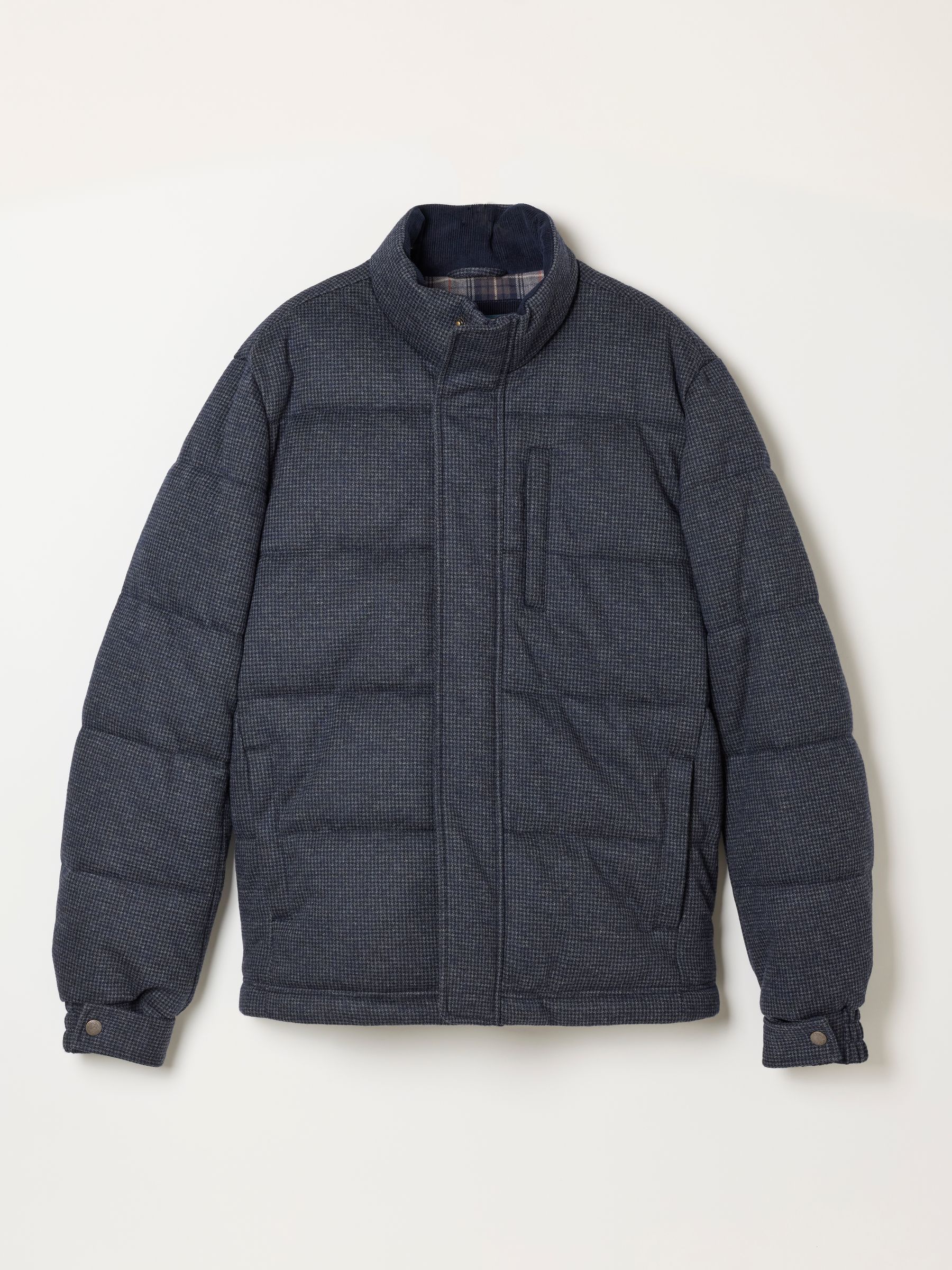Micro Check Padded Jacket in Navy - Image 7 of 7