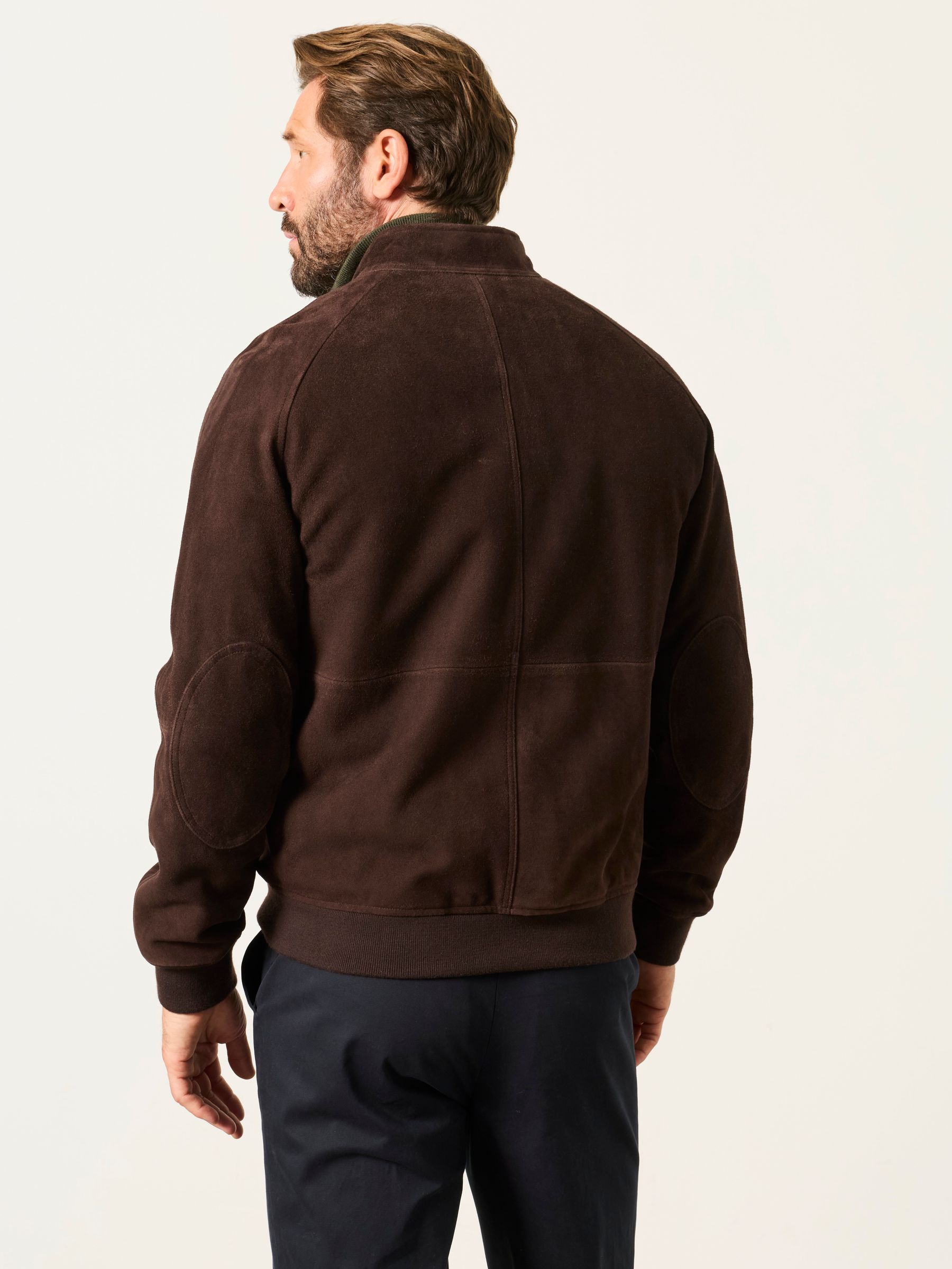 Suede Bomber Jacket in Chocolate Brown - Image 2 of 6