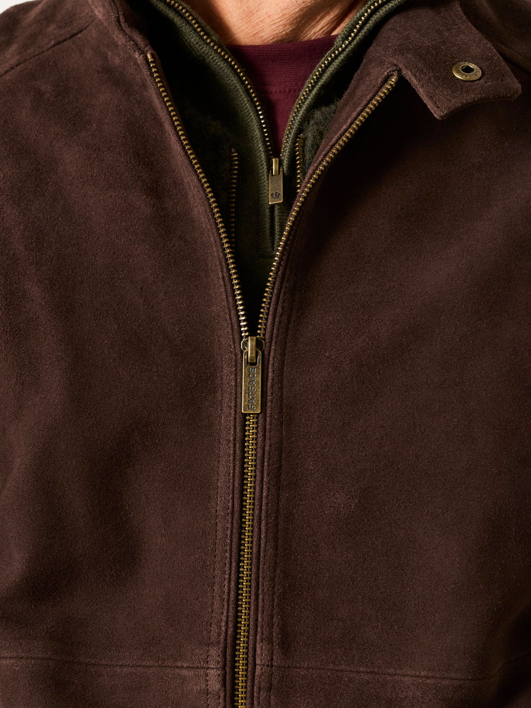 Suede Bomber Jacket in Chocolate Brown - Image 3 of 6