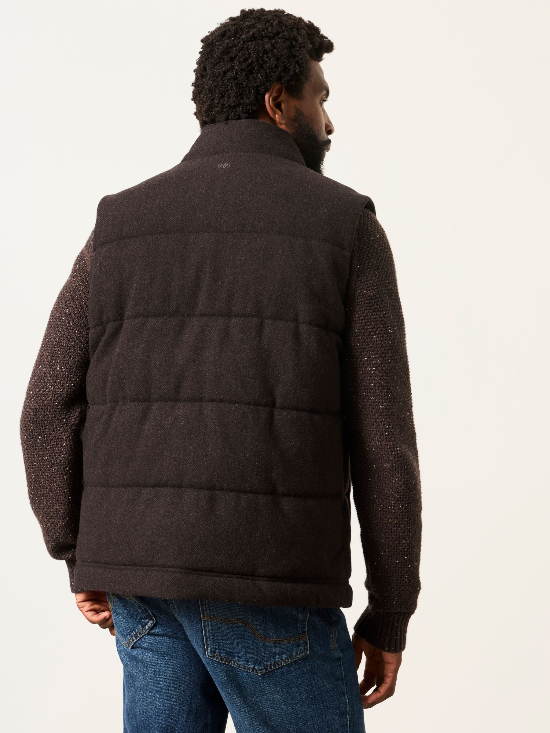 Brown Tarn Herringbone Wool Mix Gilet - Image 2 of 6