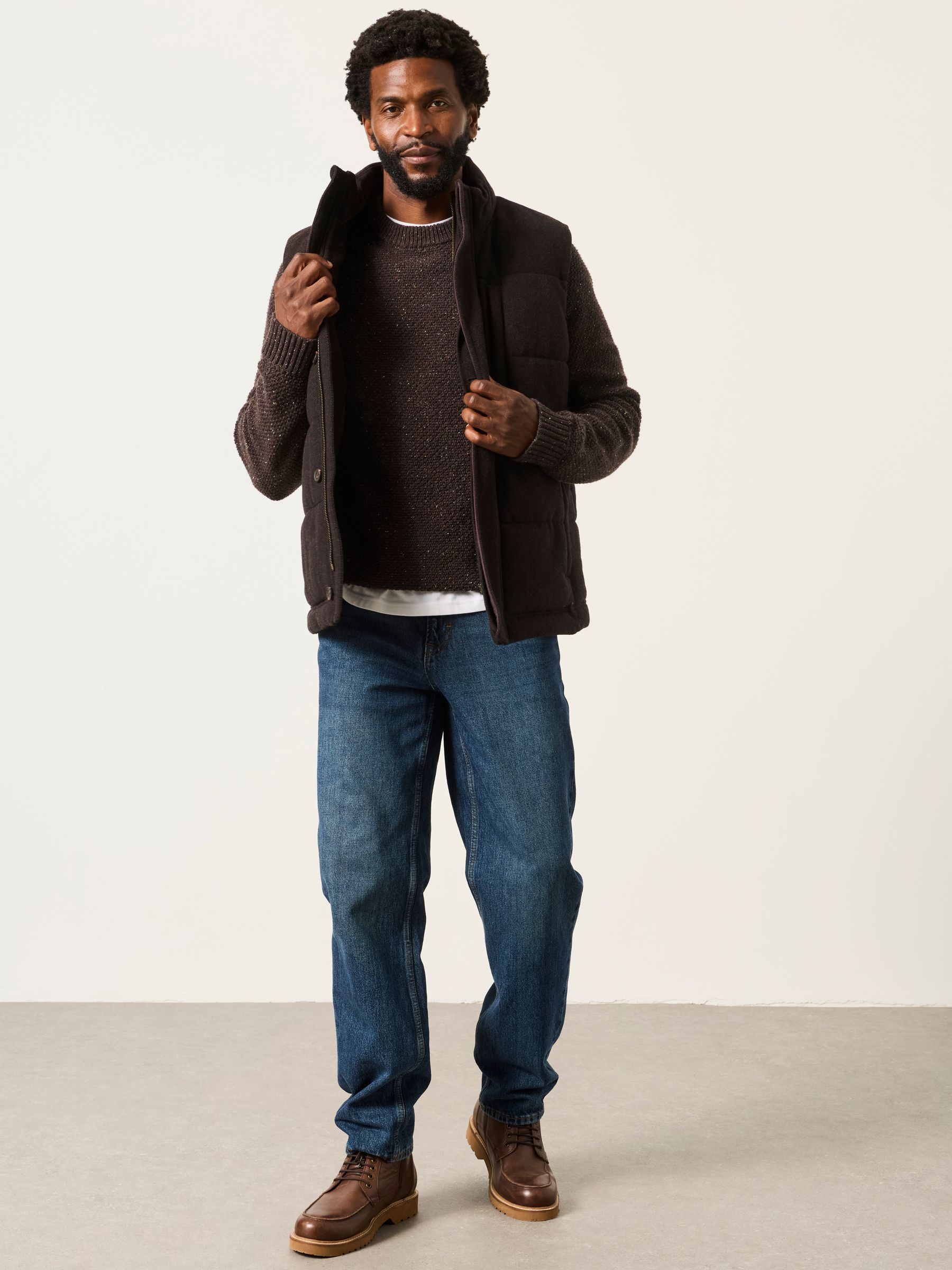 Brown Tarn Herringbone Wool Mix Gilet - Image 4 of 6