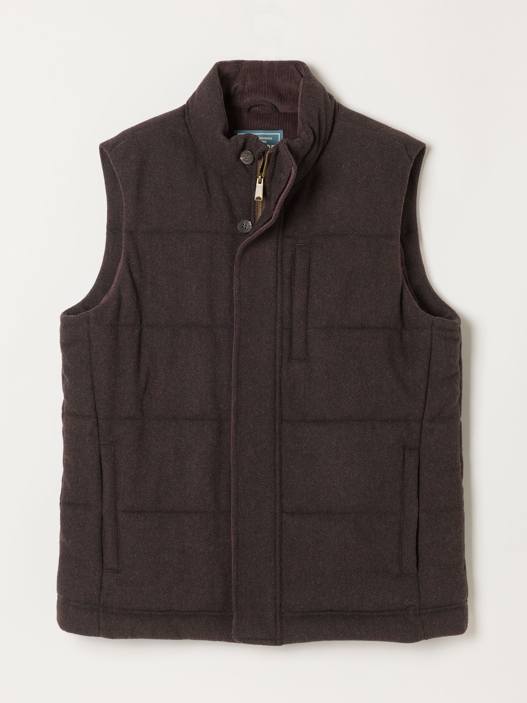 Brown Tarn Herringbone Wool Mix Gilet - Image 6 of 6