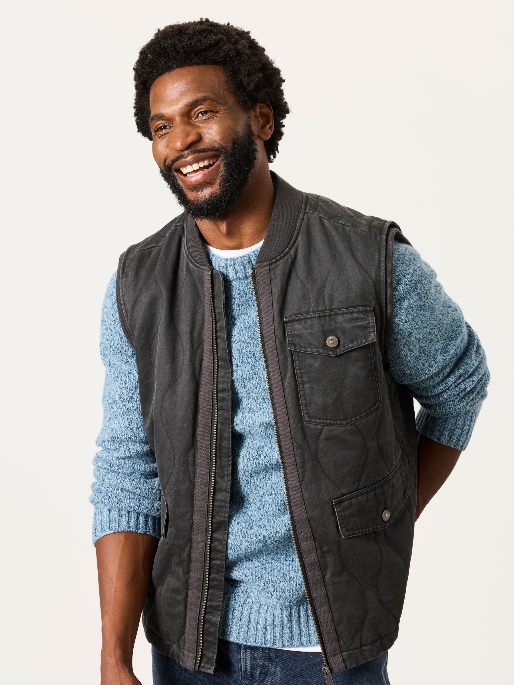 Charcoal Grey Wyre Quilted Gilet - Image 1 of 6 Charcoal Grey Wyre Quilted Gilet - Image 1 of 6