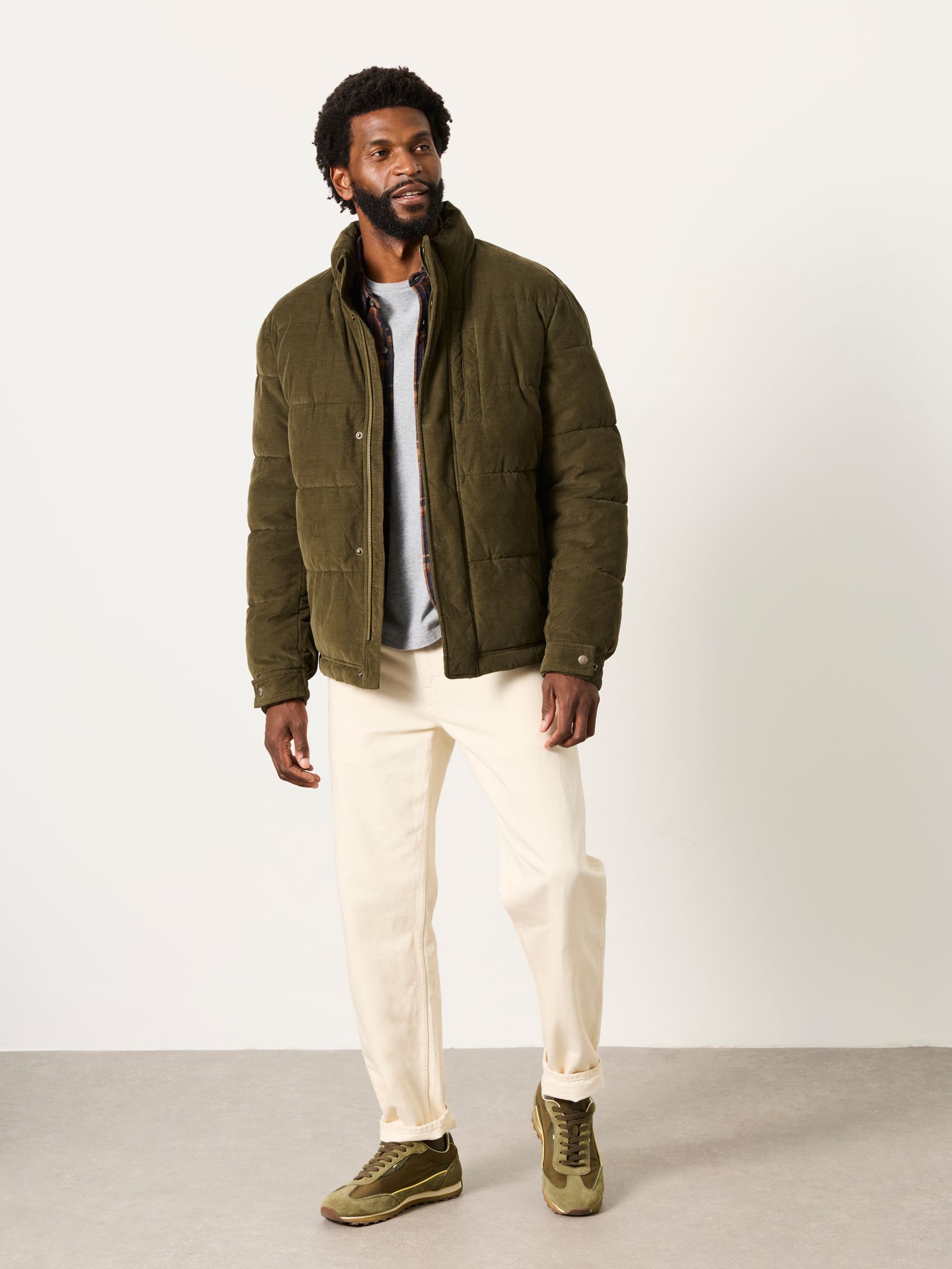 Cord Padded Jacket in Khaki Green - Image 5 of 6