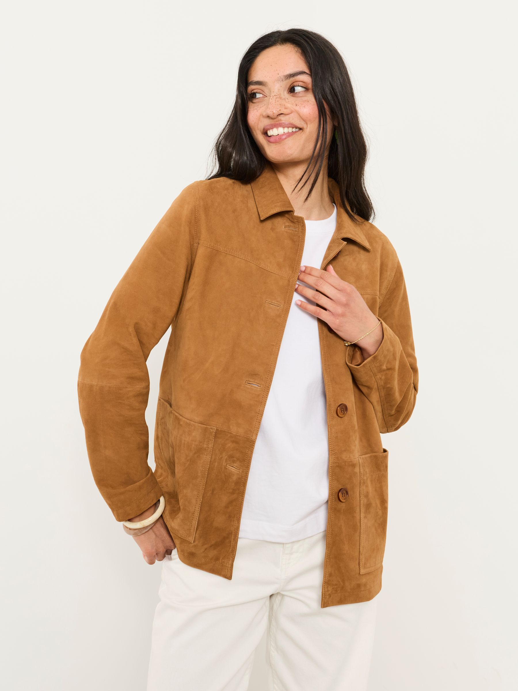 Tan Brown Petite Suede Jacket - Image 1 of 5