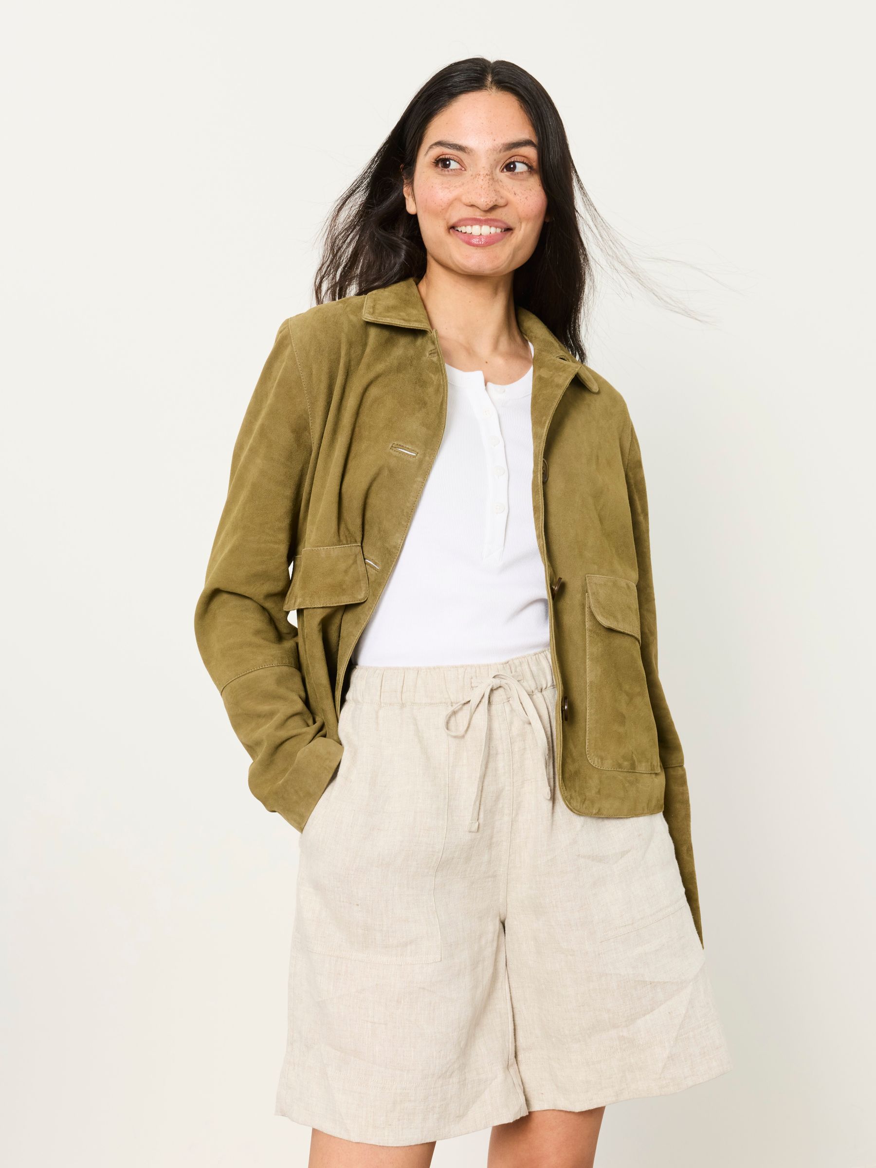 Eliza Green Suede Jacket - Image 1 of 6