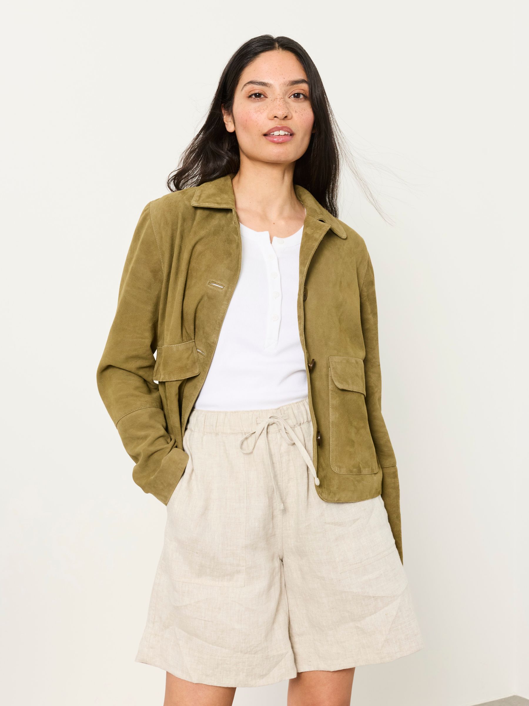 Green Petite Suede Jacket - Image 1 of 6