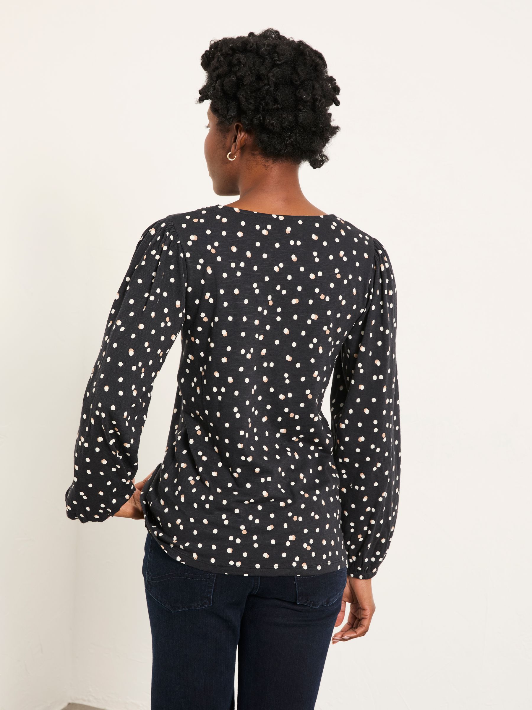 Margot Black Spot V Neck Top - Image 2 of 6