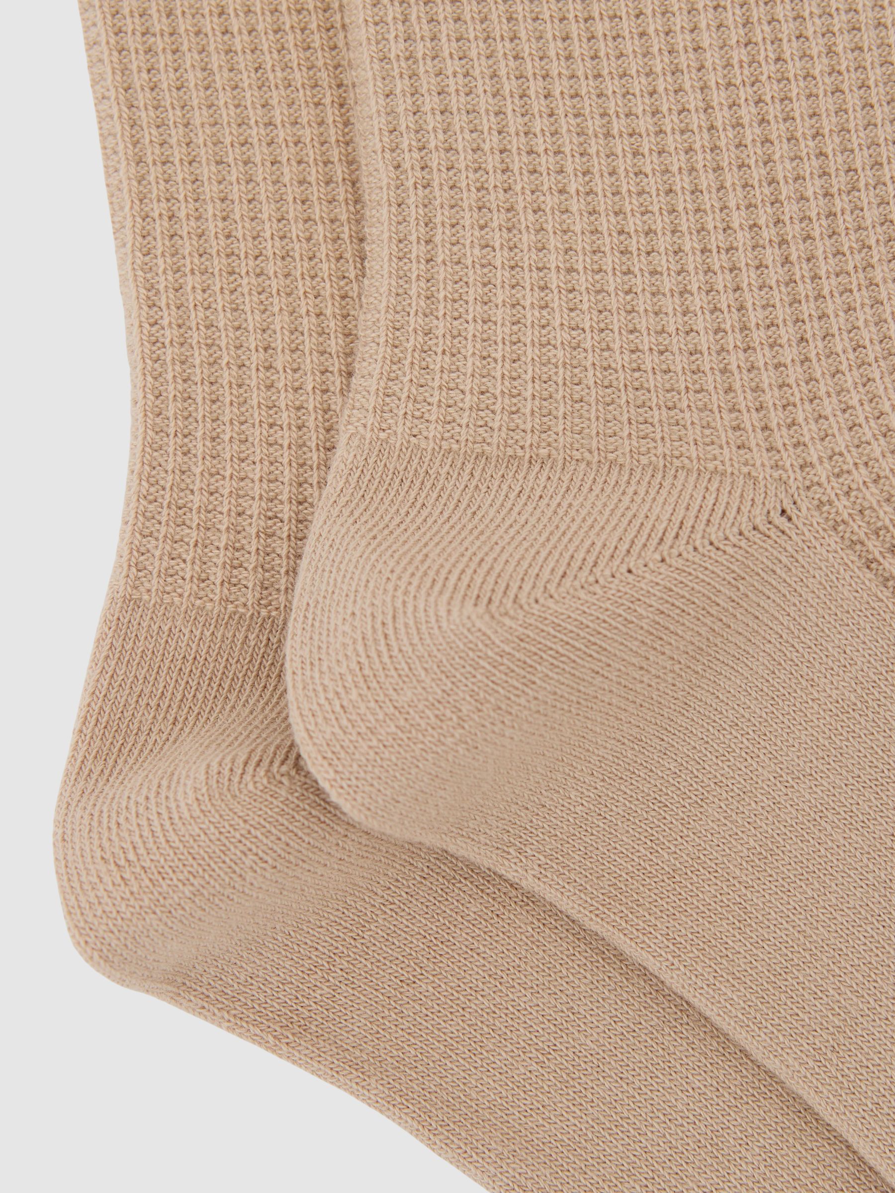 Cotton-Blend Textured Socks in Neutral - image 1