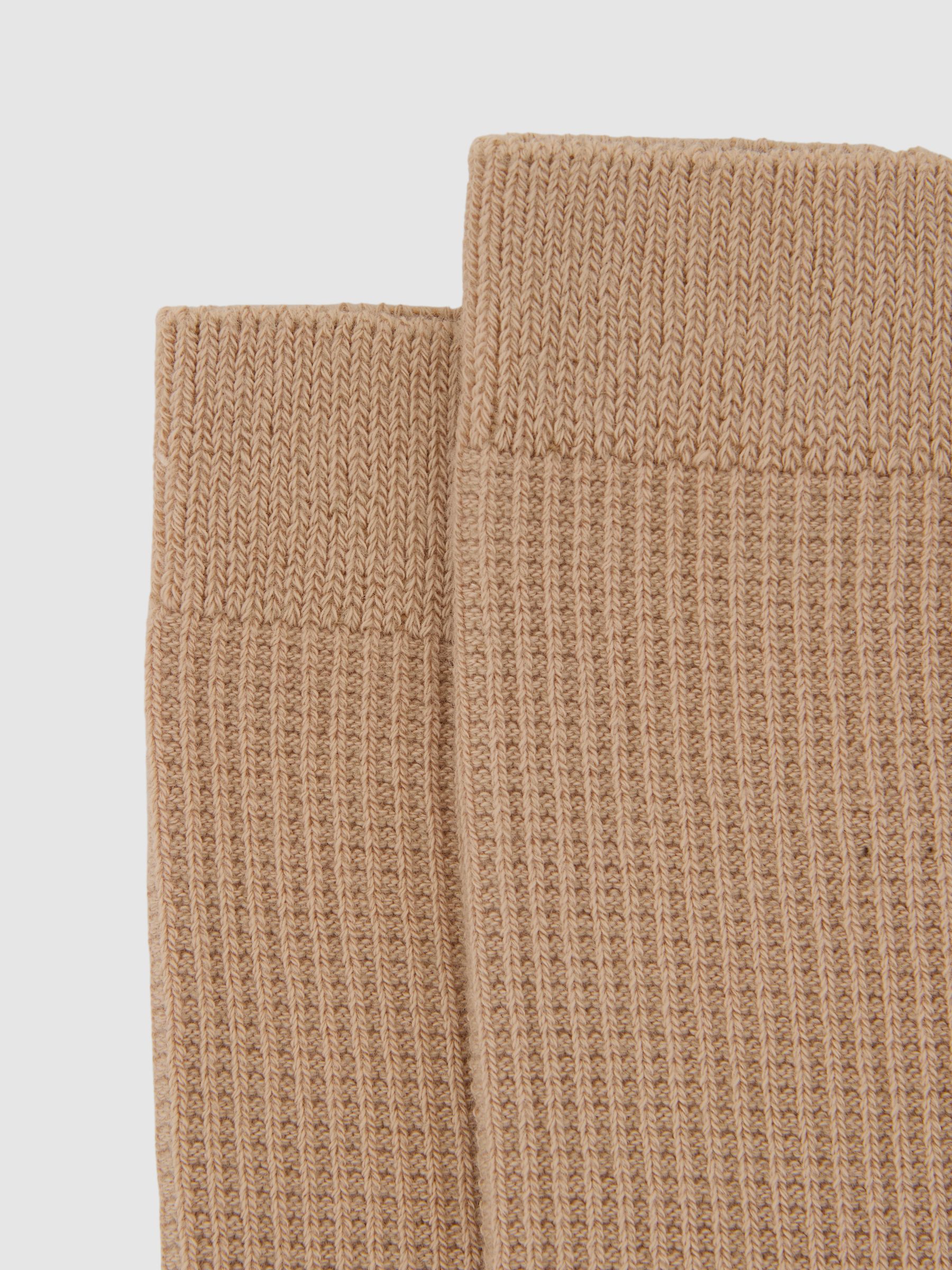 Cotton-Blend Textured Socks in Neutral - image 2
