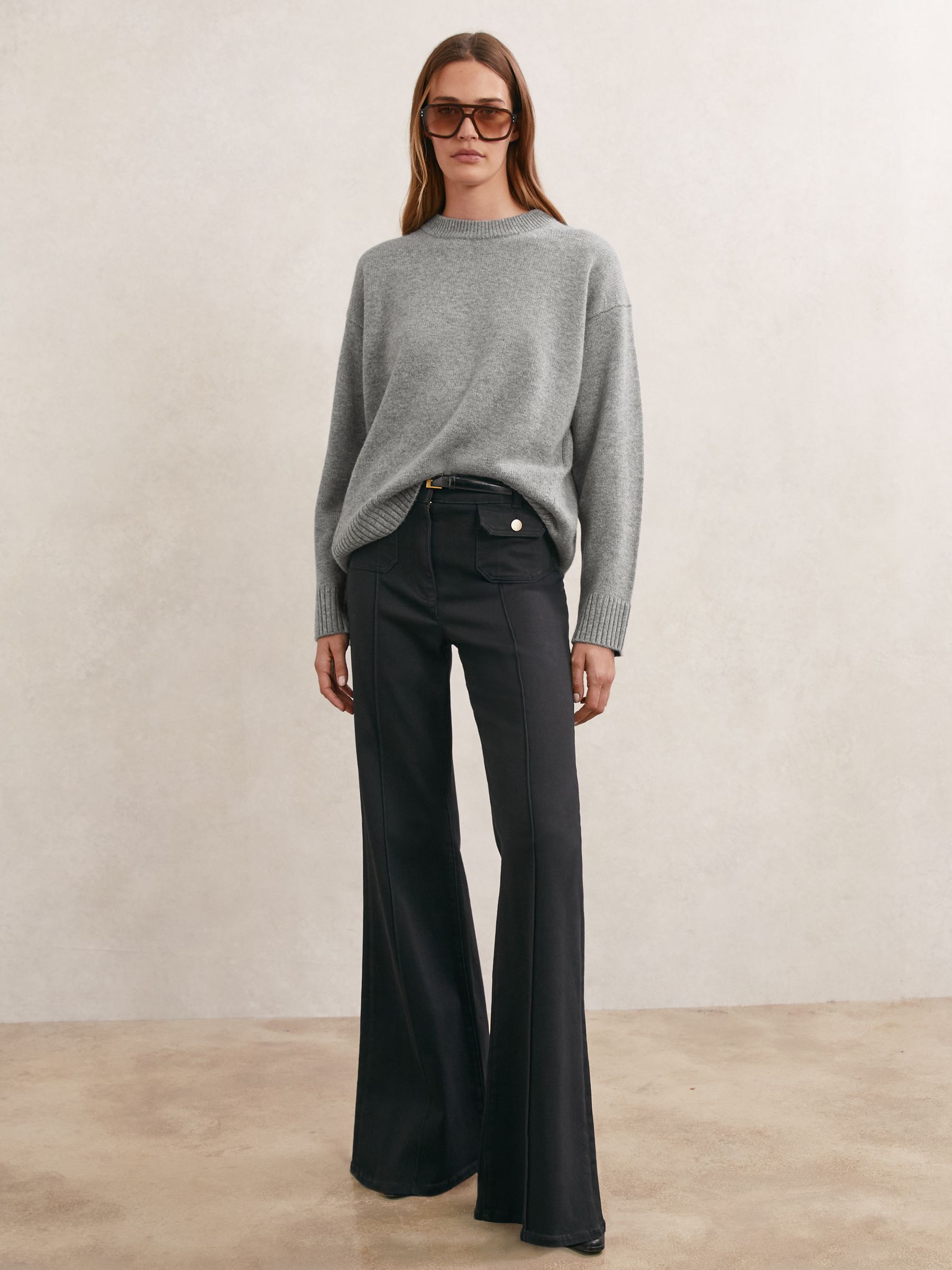 Wool-Cashmere Crew-Neck Jumper in Grey Marl - Image 3 of 5