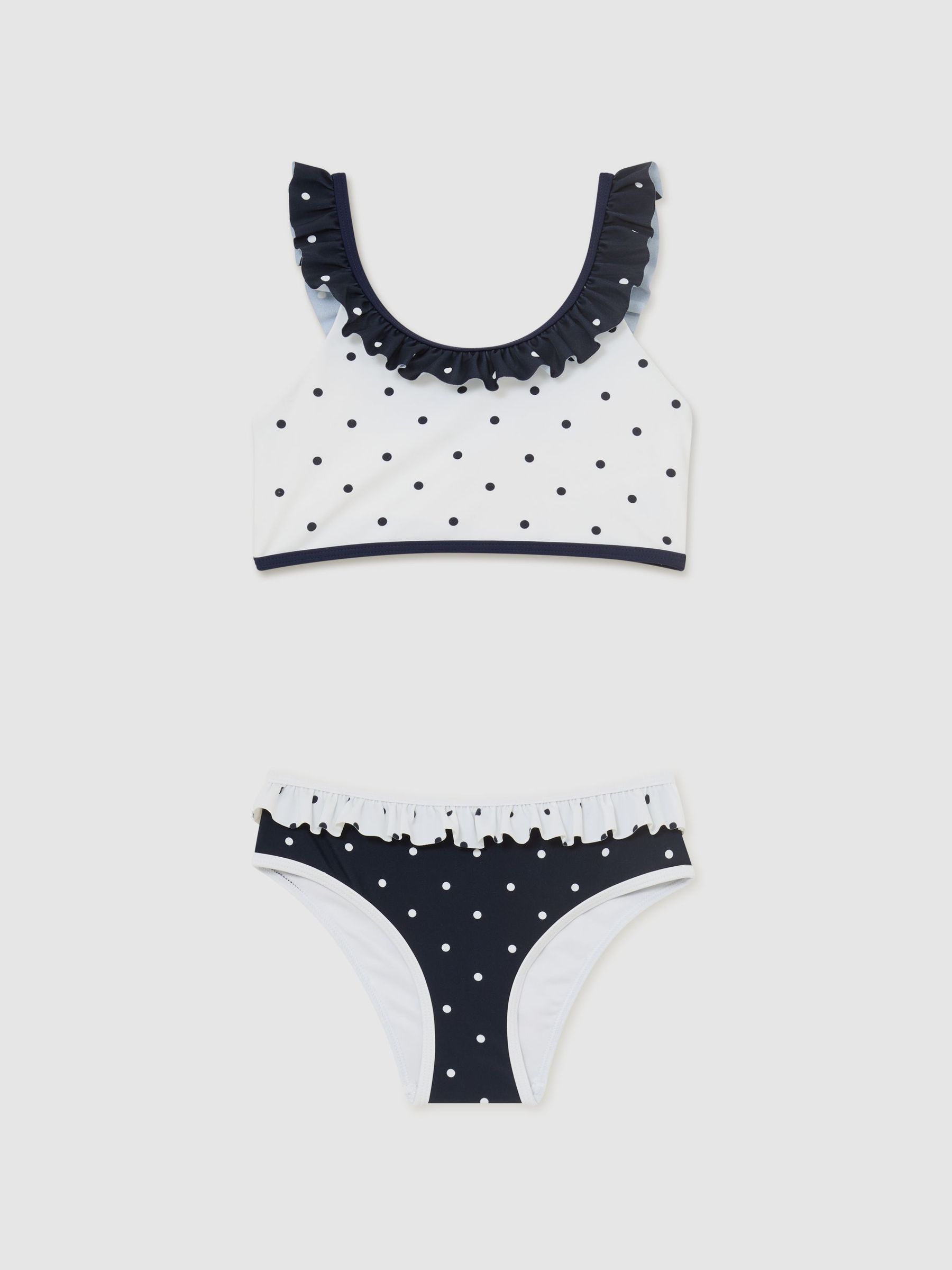 13-14 yrs Printed Ruffle Bikini Set in Navy/Ivory - Image 3 of 3