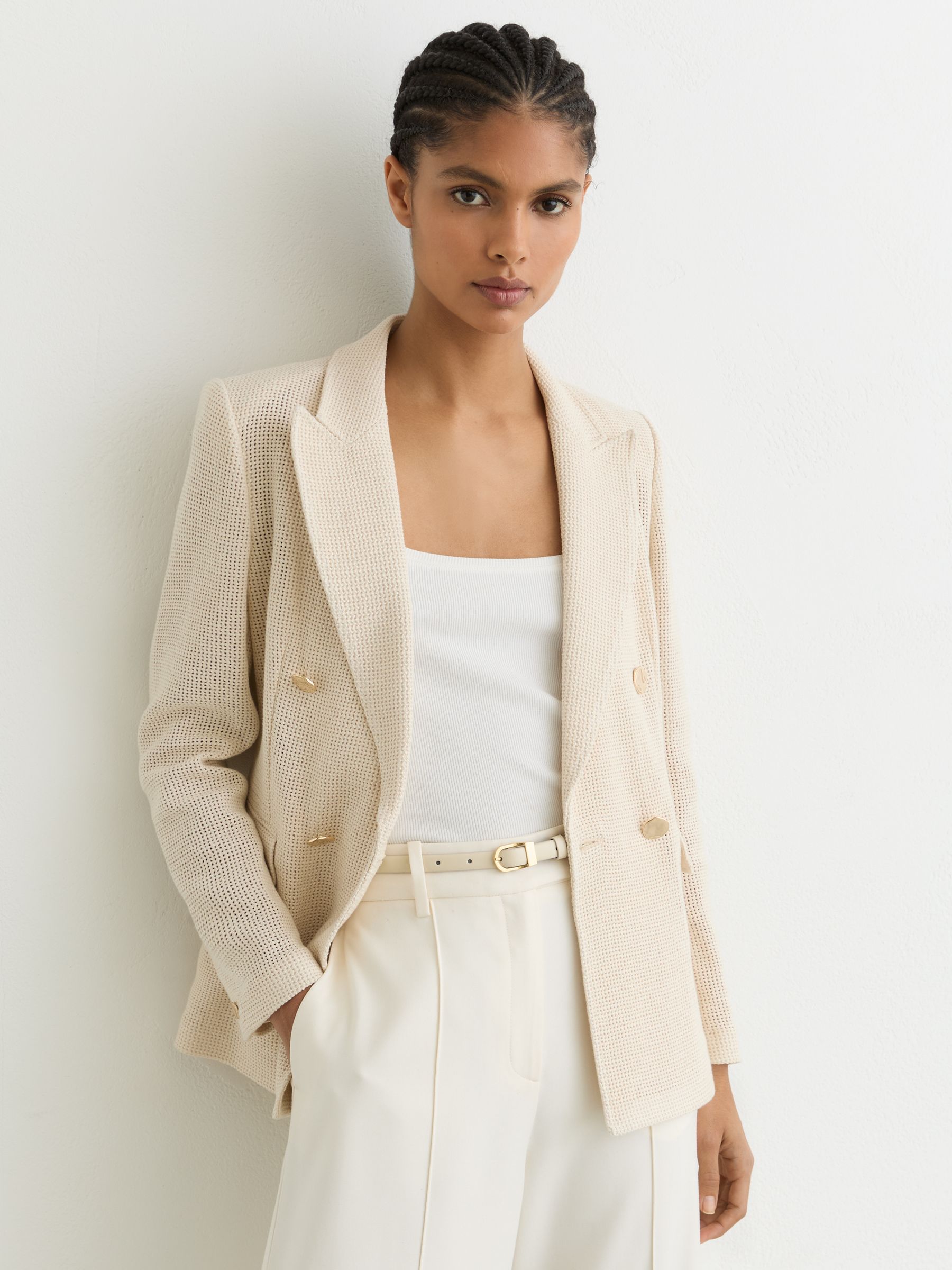 Leather Mini-Buckle Belt in Off White - Image 2 of 4