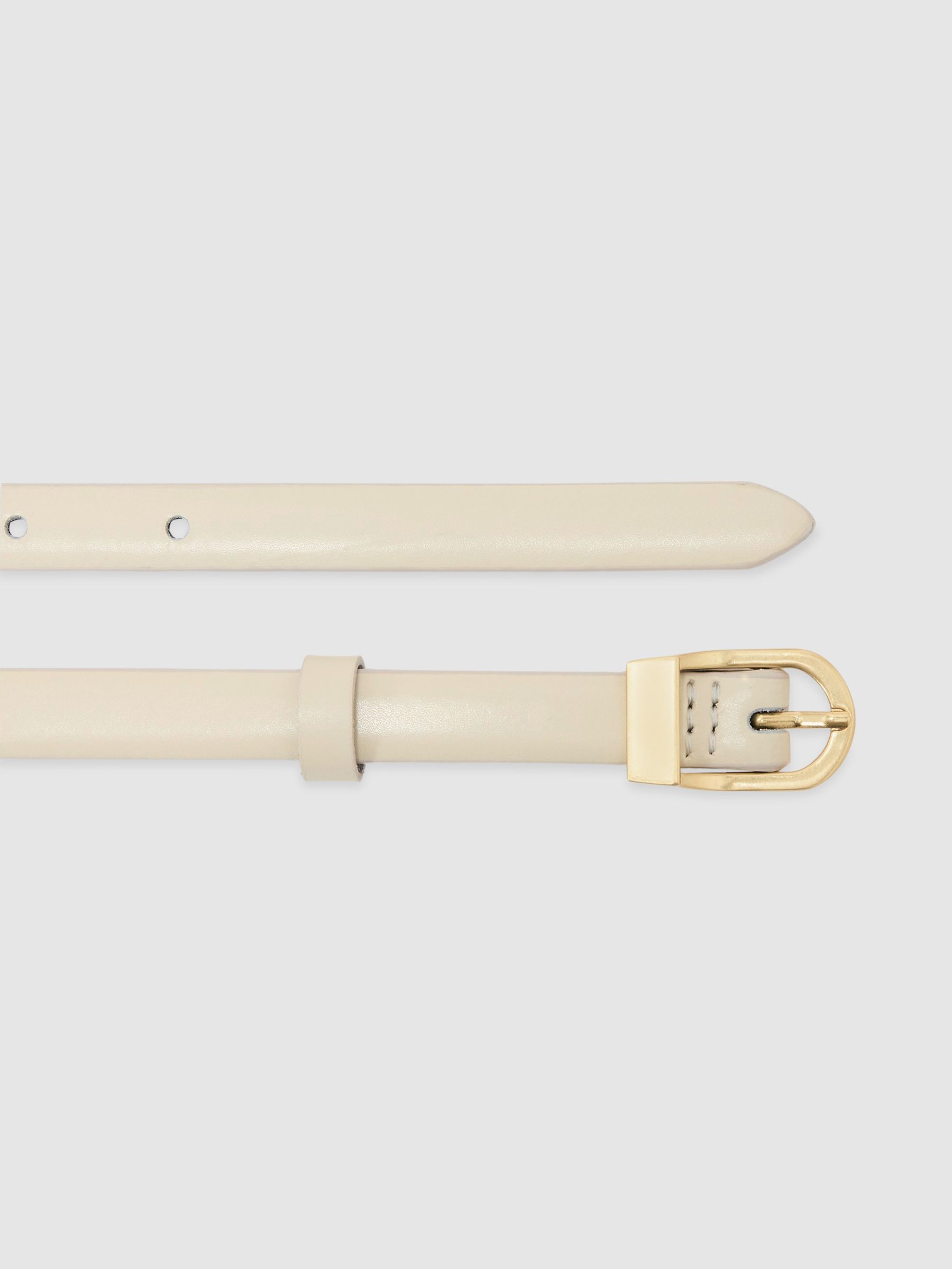 Leather Mini-Buckle Belt in Off White - image 3