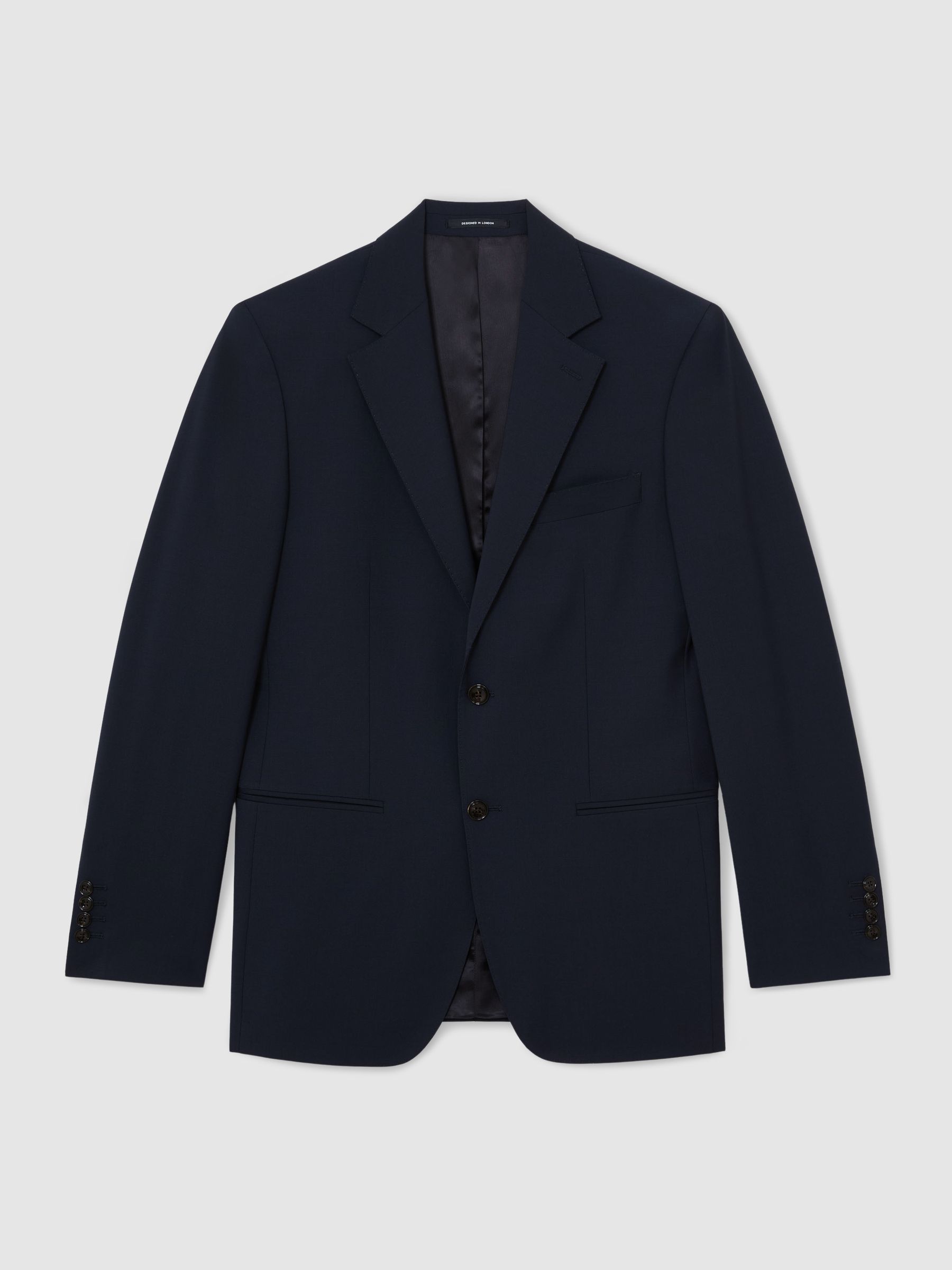 Wool-Blend Single-Breasted Suit Classic-Fit Blazer in Navy - Image 2 of 9