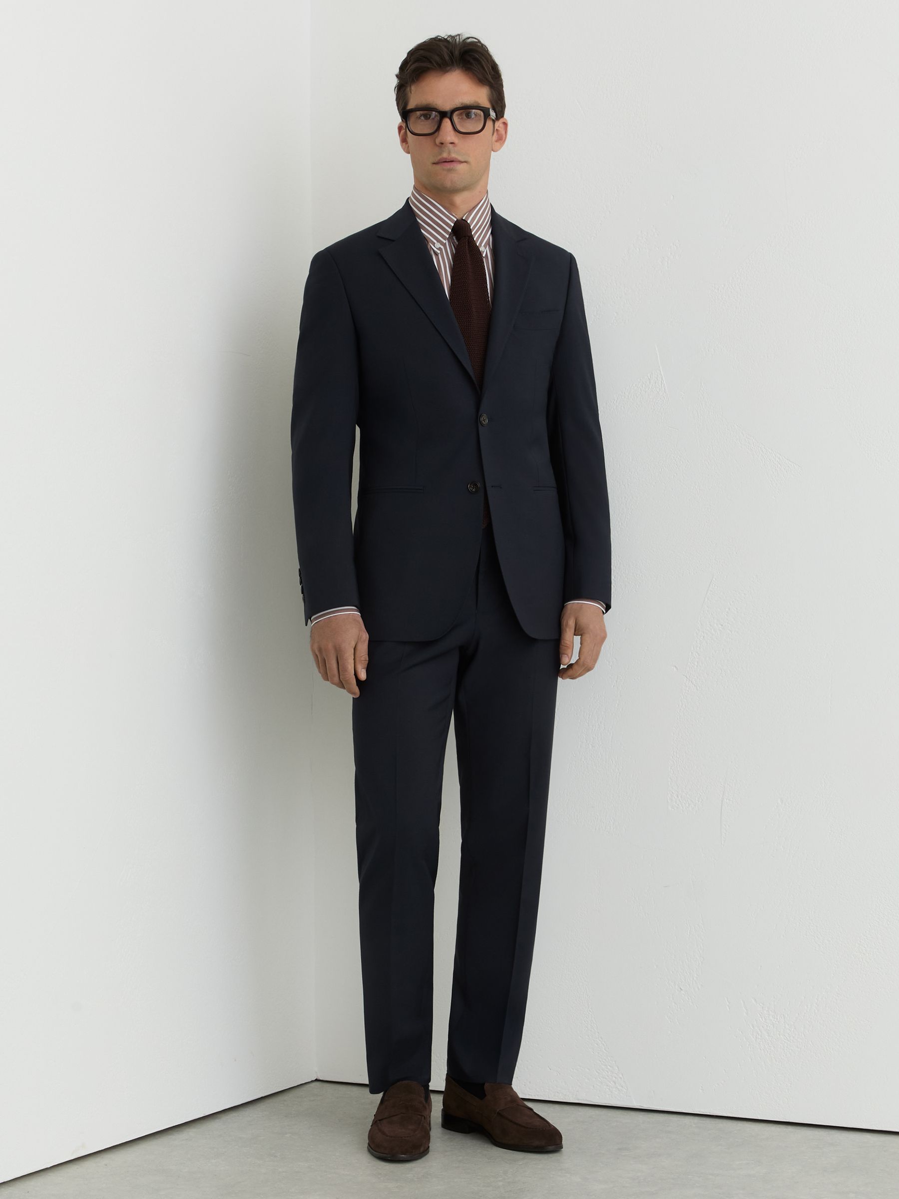 Wool-Blend Single-Breasted Suit Classic-Fit Blazer in Navy - Image 3 of 9