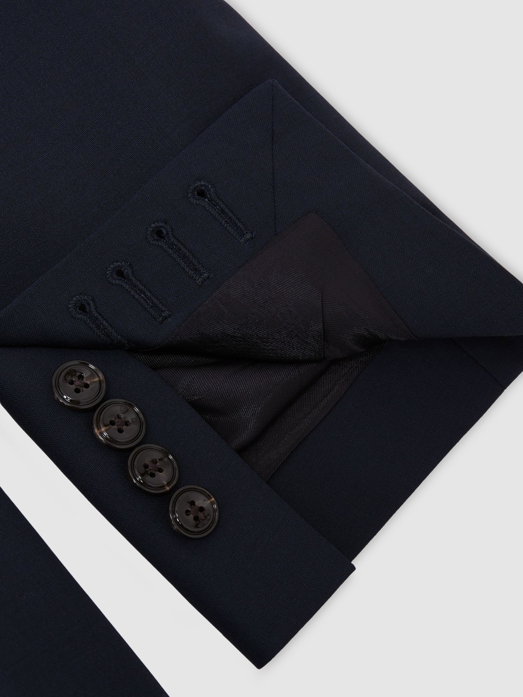 Wool-Blend Single-Breasted Suit Classic-Fit Blazer in Navy - Image 8 of 9