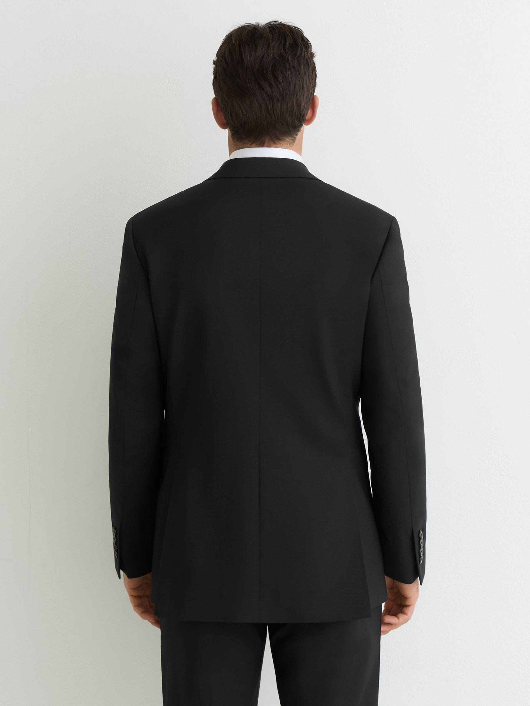 Wool-Blend Single-Breasted Suit Classic-Fit Blazer in Black - Image 5 of 8
