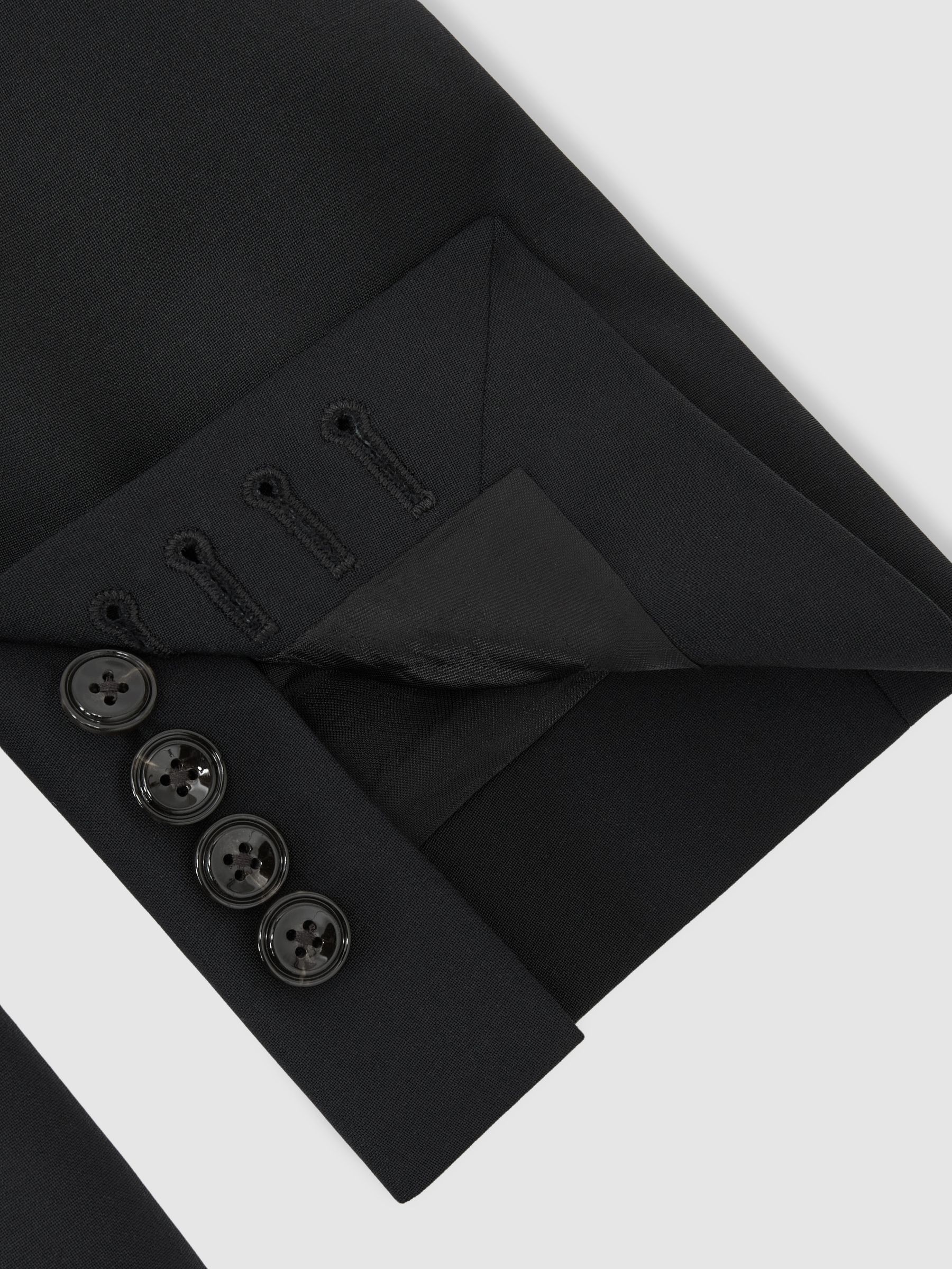 Wool-Blend Single-Breasted Suit Classic-Fit Blazer in Black - Image 7 of 8